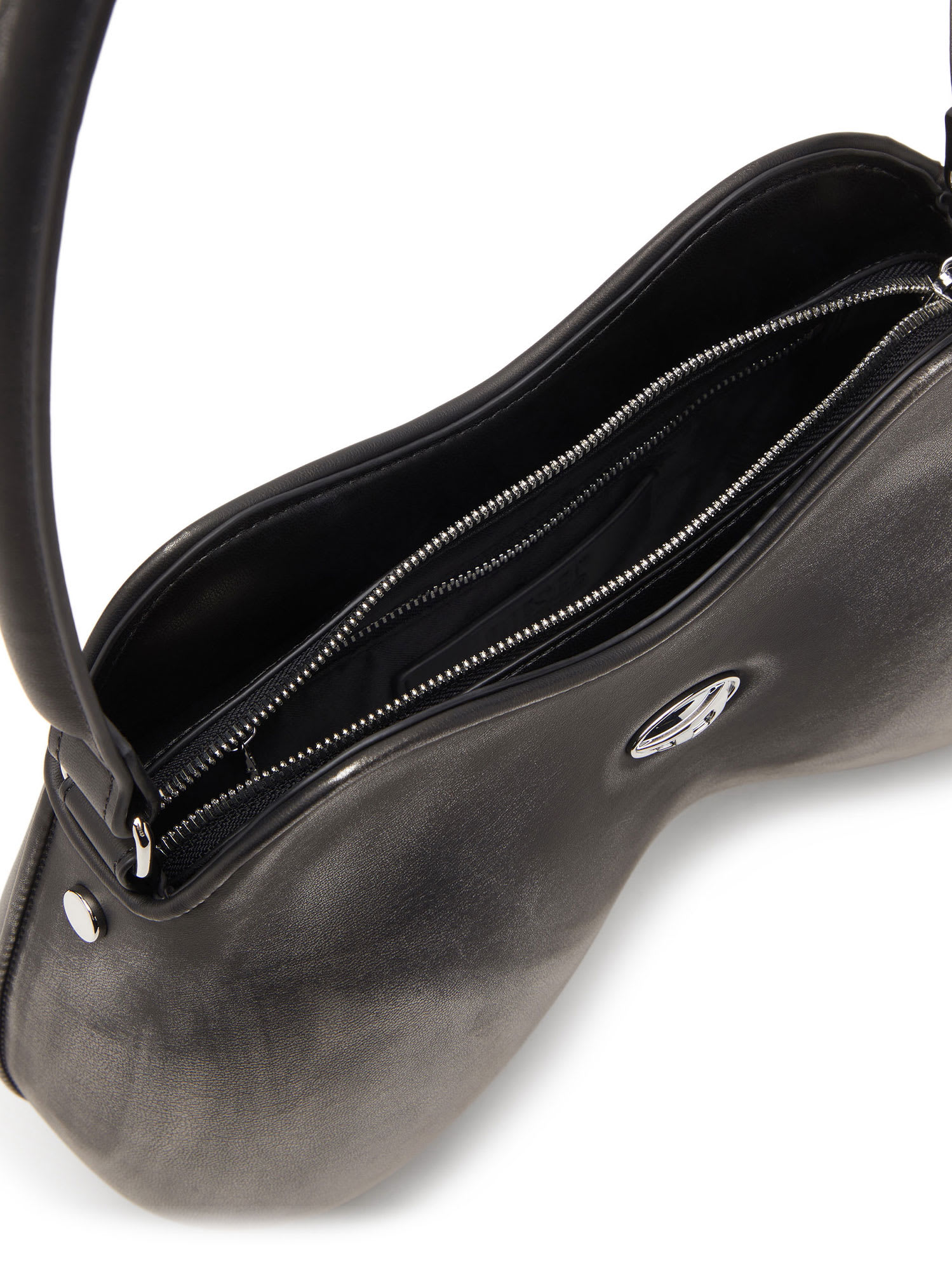 Diesel Double-d Shoulder Pu Shoulder Bag In Gray