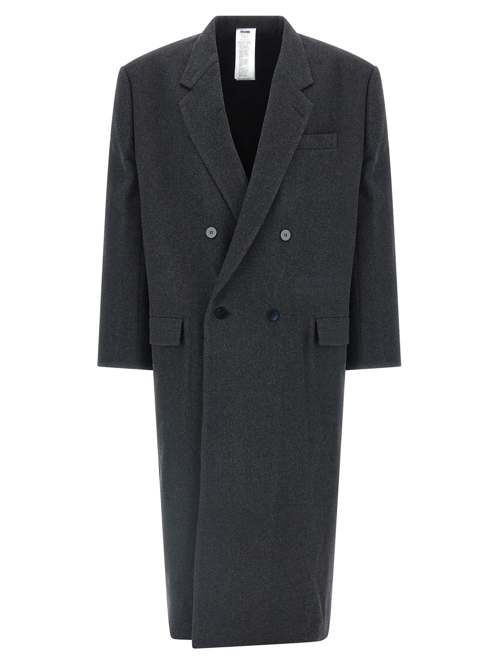 Magliano Double Breasted Coat Notched Lapels In Black