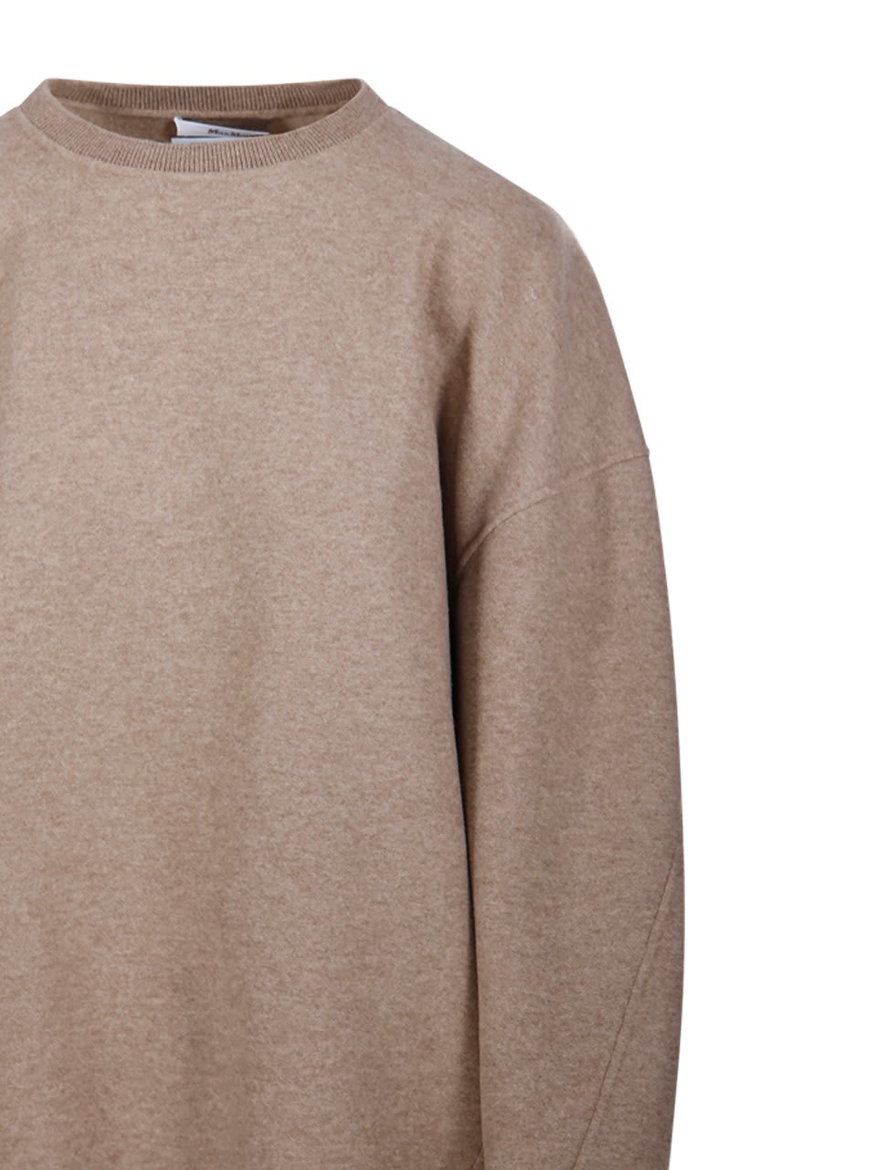 Max Mara Crewneck Long-sleeved Jumper In Beige
