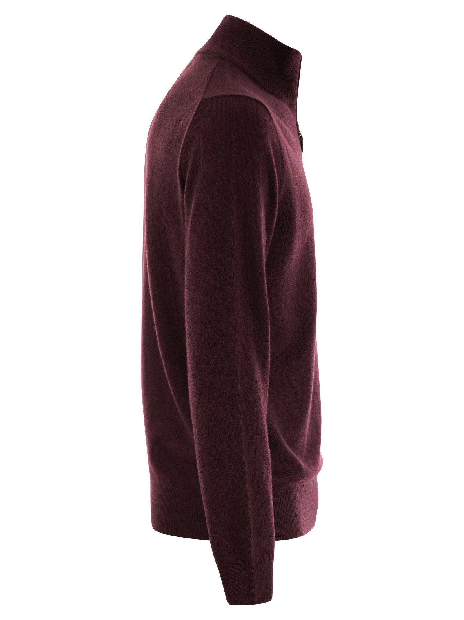 Polo Ralph Lauren Wool Pullover With Half Zip In Burgundy