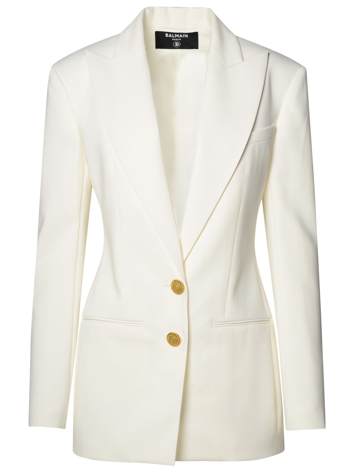 Balmain Single-breasted Crepe Blazer In White
