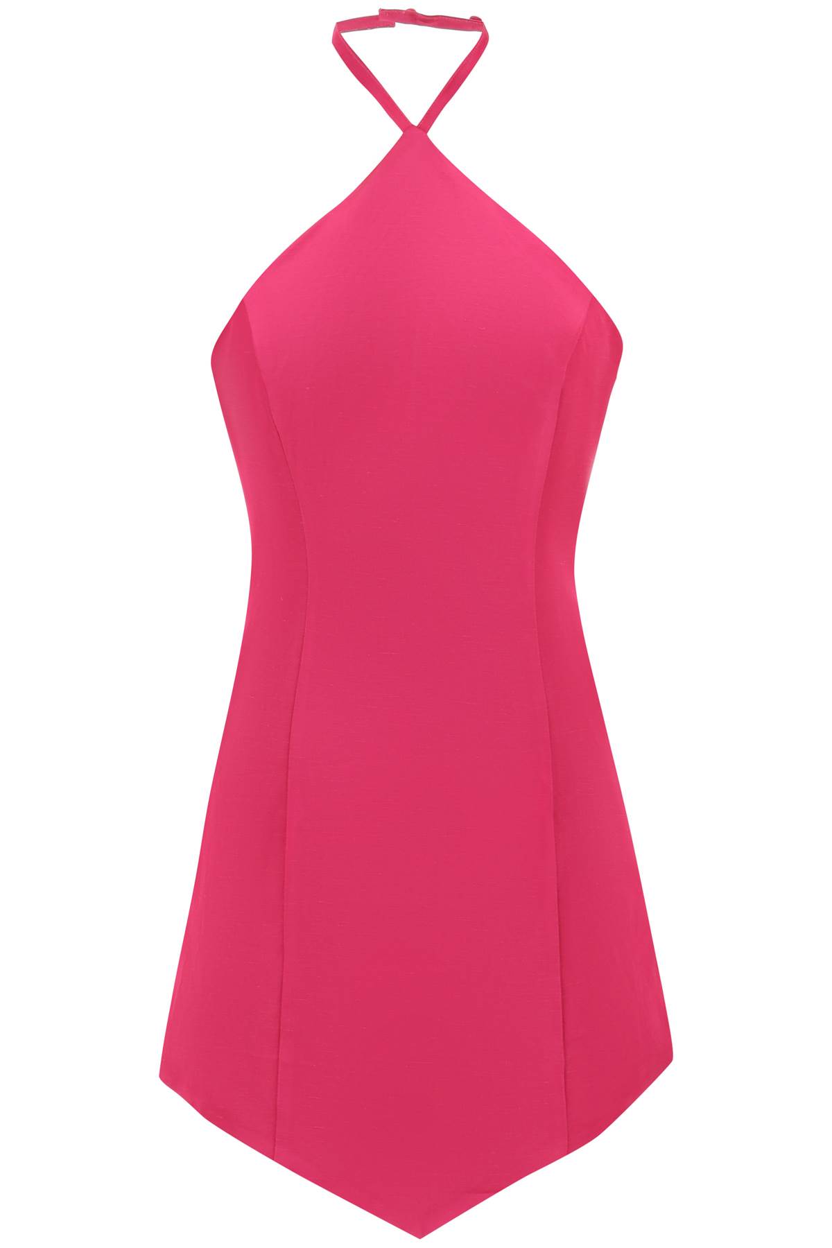 Shop Mvp Wardrobe Catalina Halterneck Mini Dress In Fuchsia (fuchsia)