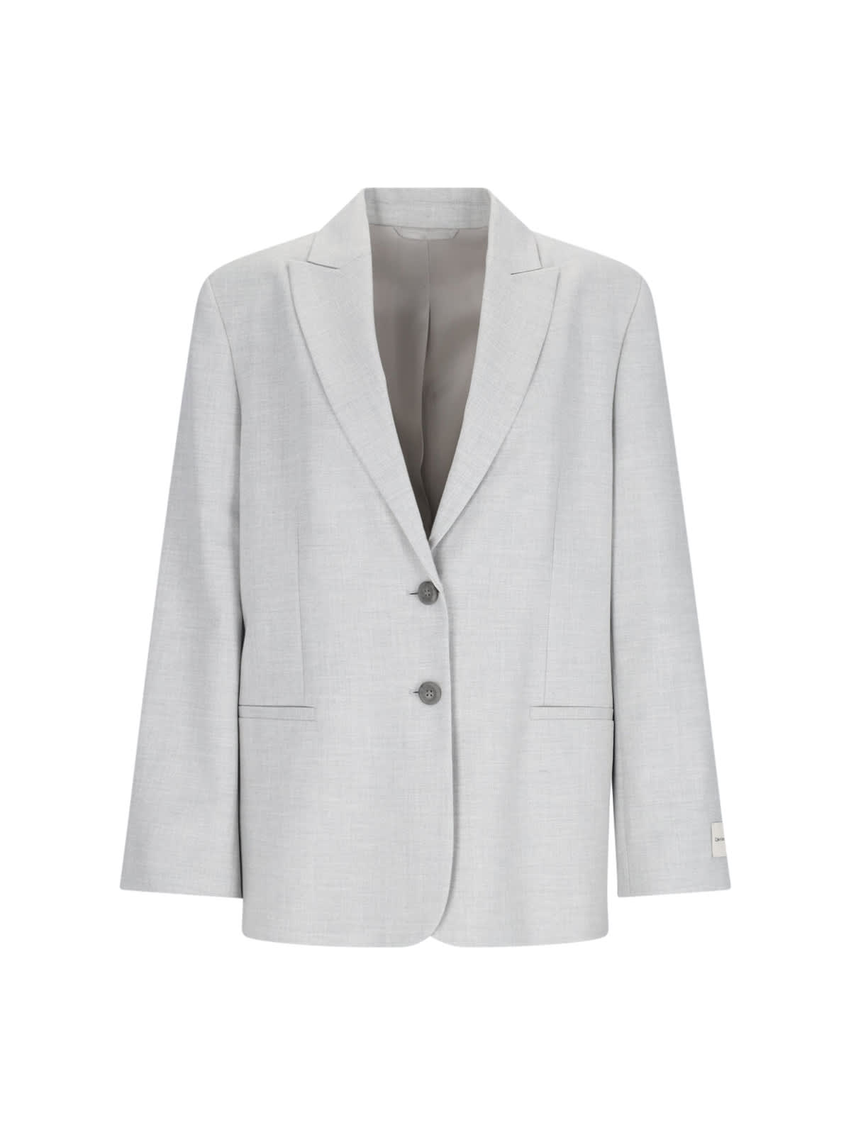 Shop Calvin Klein Single-breasted Blazer In Gray