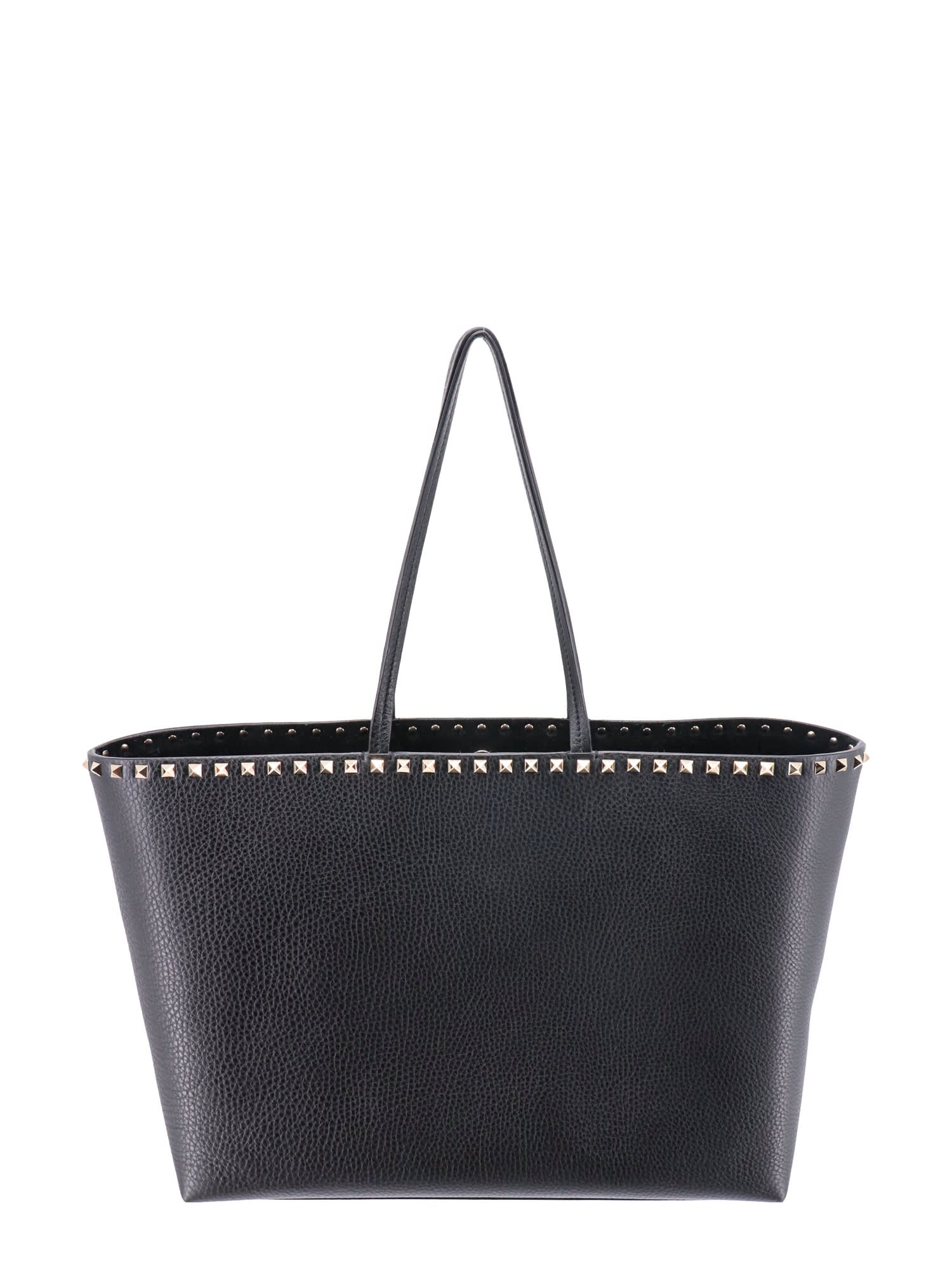 Shop Valentino Rockstud Shoulder Bag In Black