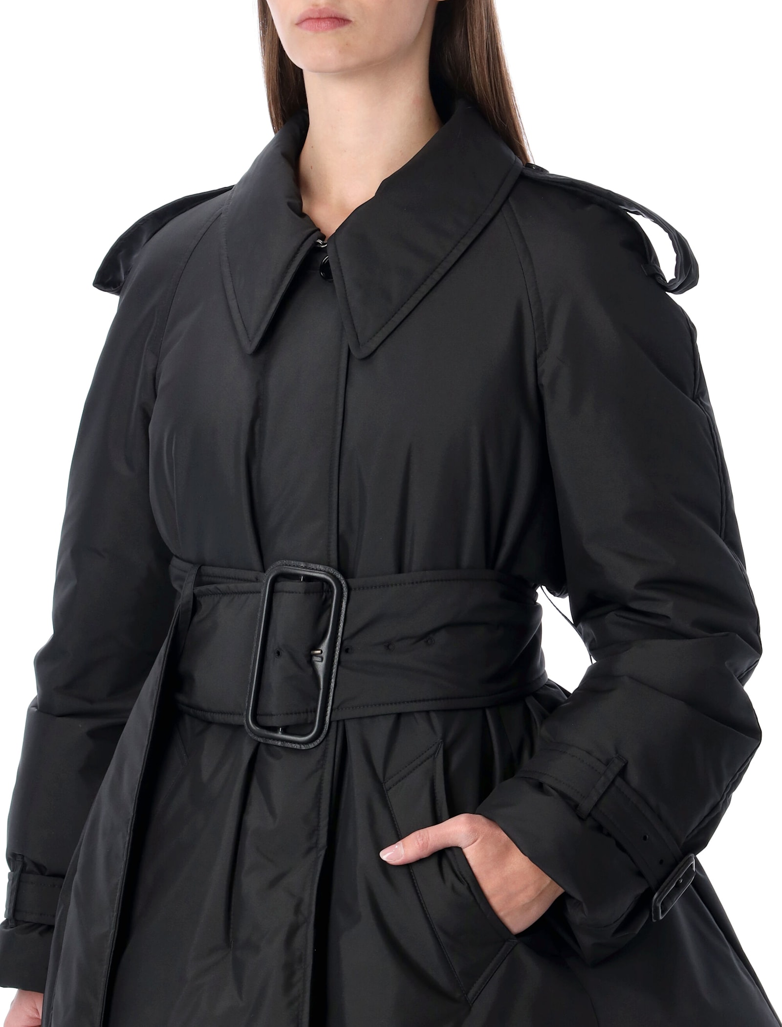 Burberry London Belted Berryhill Padded Car Coat In Black
