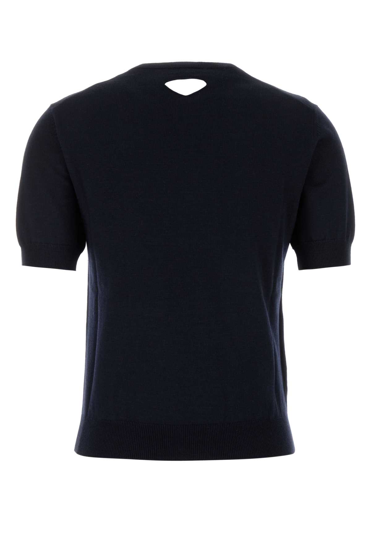Prada Midnight Wool Short Sleeve Sweater