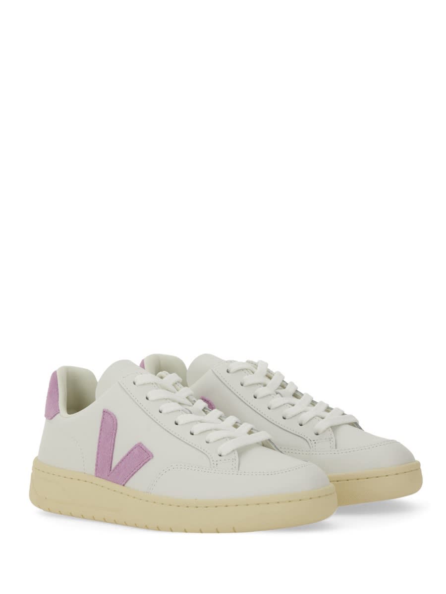 Veja V-12 Leather Sneakers White And Orchid Color
