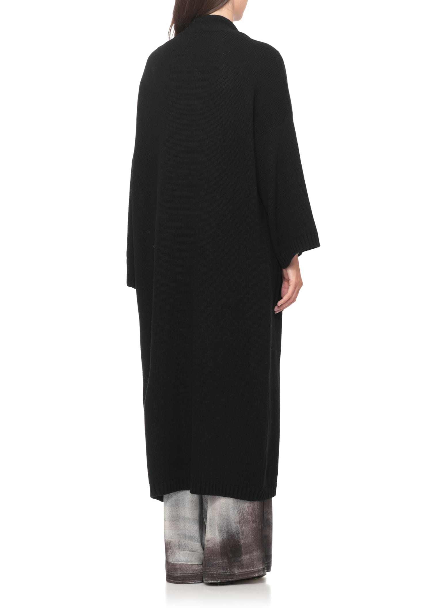 Avant Toi Wool And Cashmere Long Cardigan In Black