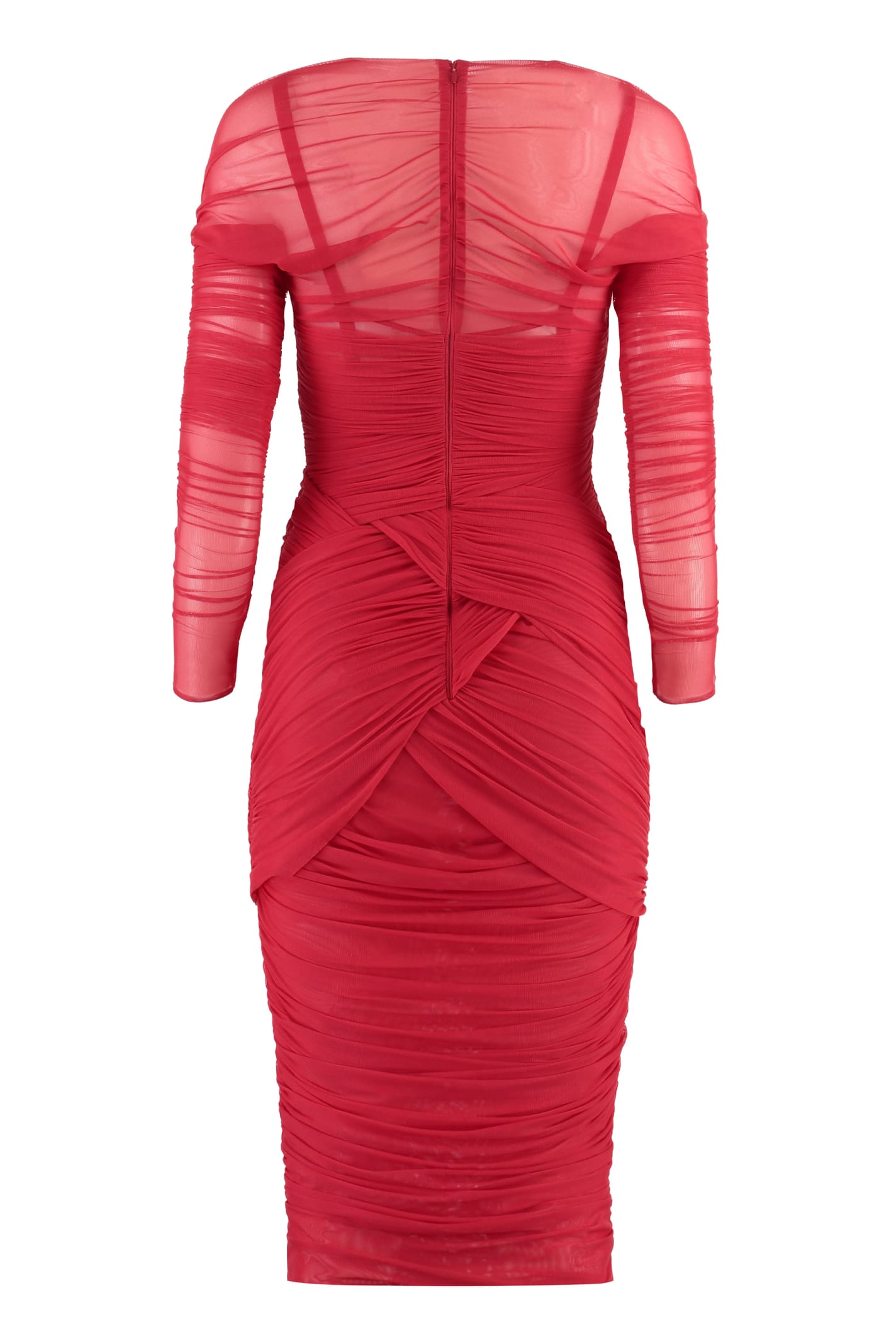 Shop Dolce & Gabbana Draped Dress In Red