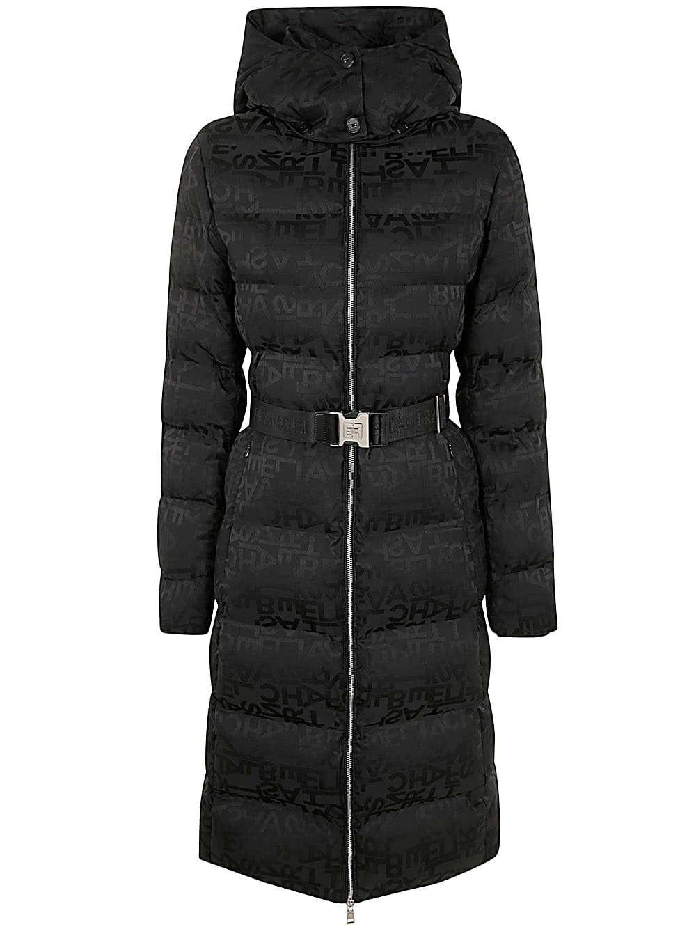 Shop Elisabetta Franchi Long Down Jacket In Black