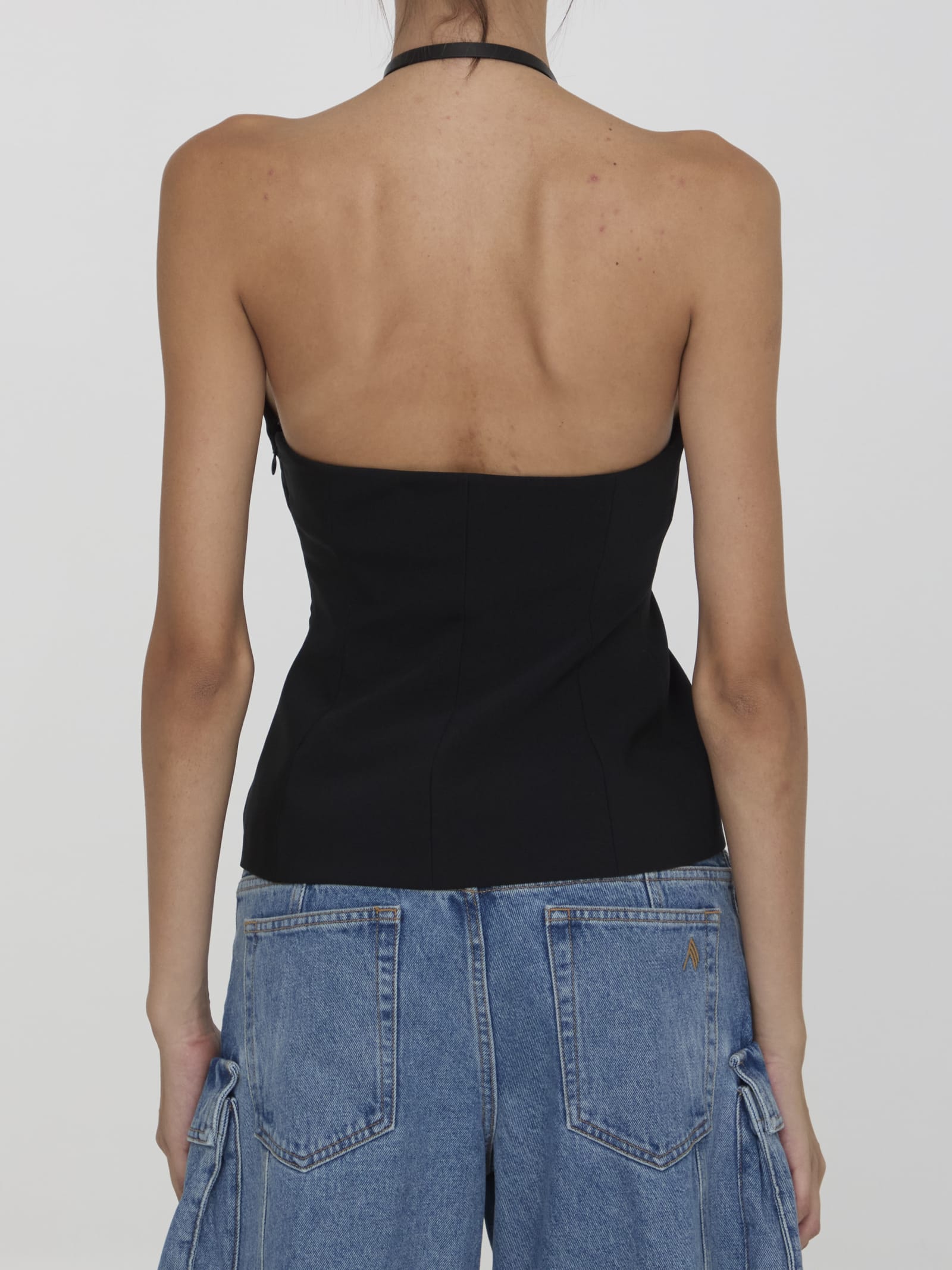 Shop Attico Top With Strap In Black