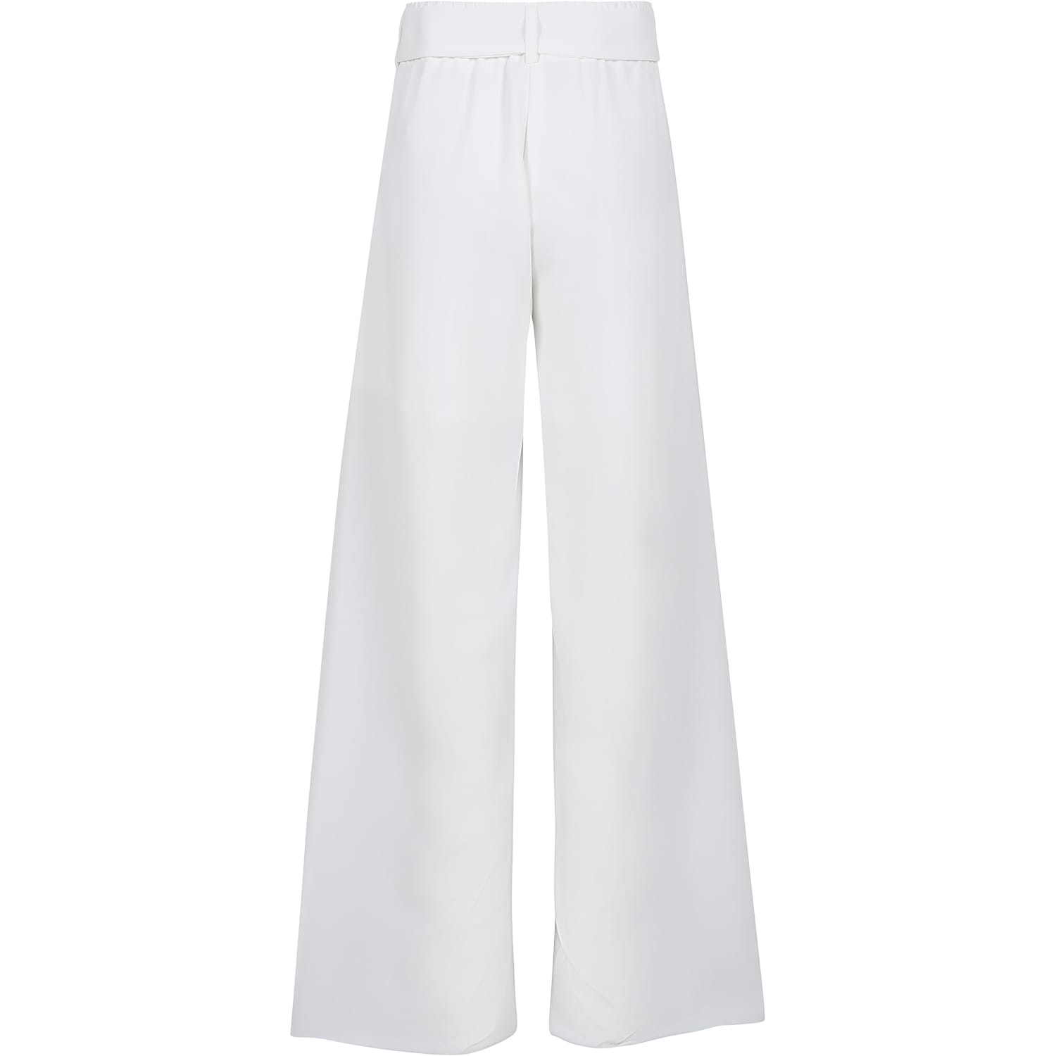 Shop Monnalisa White Trousers For Girl With Bow Belt In Panna