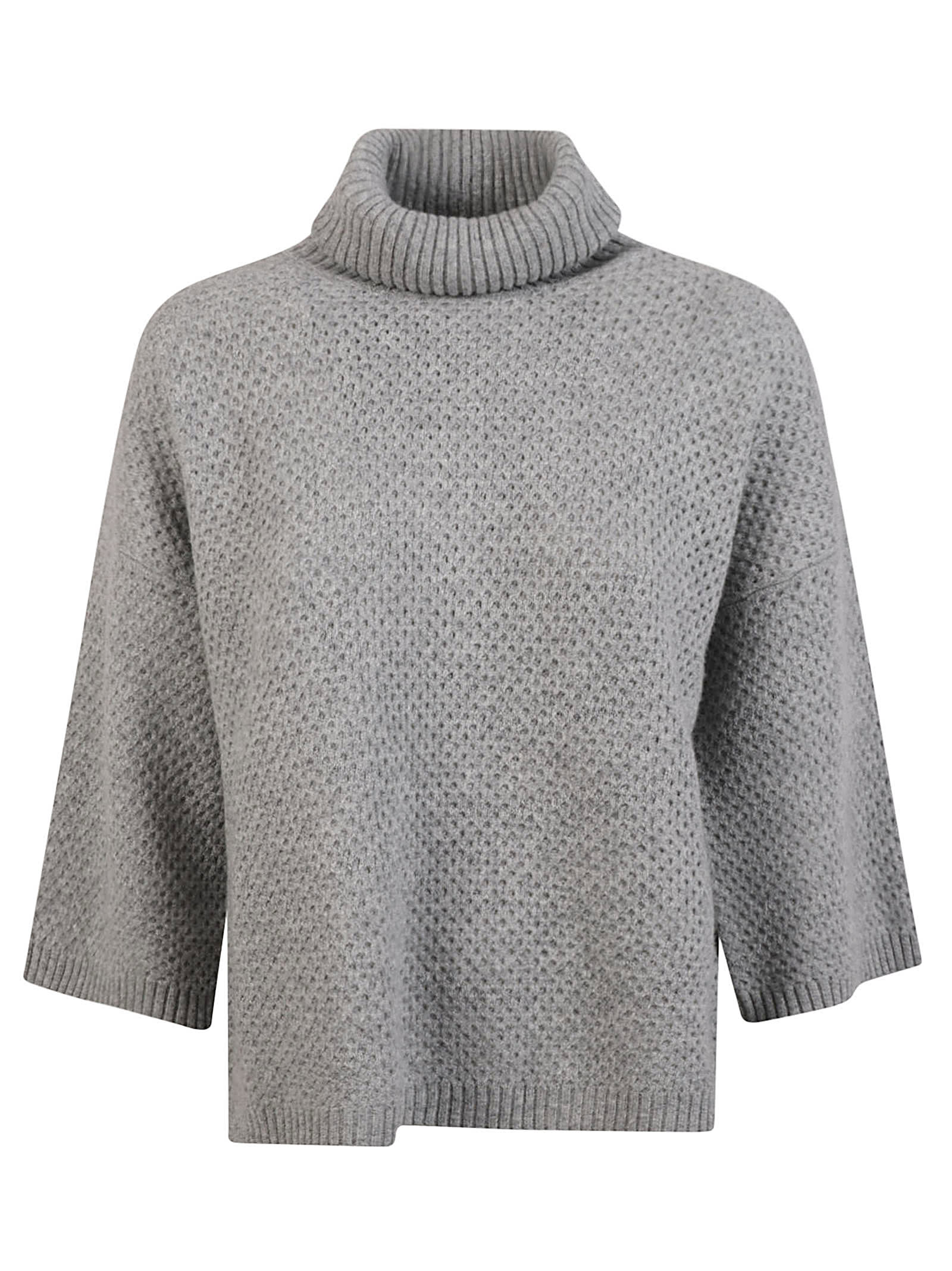 Wide-sleeved Turtleneck Knit Pullover