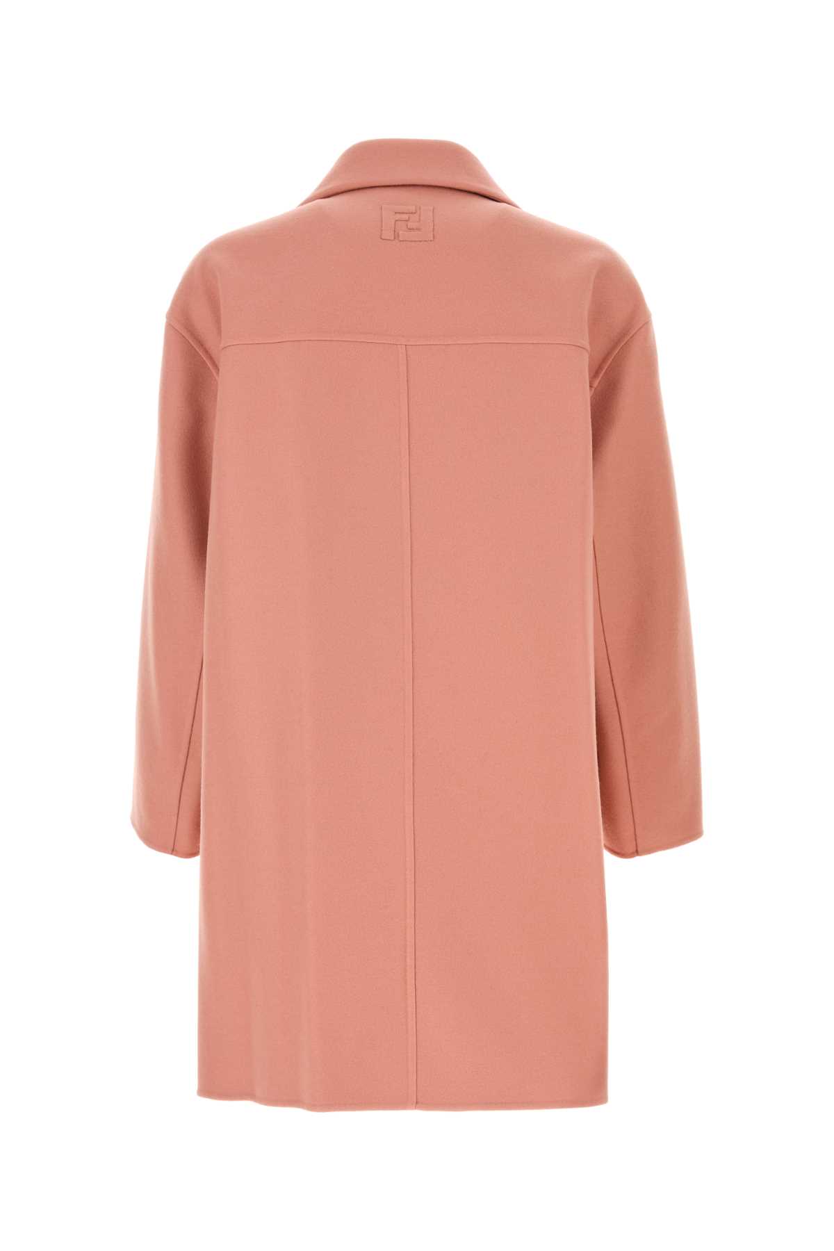 Fendi Double-breasted Wool Coat Featuring Large Pockets In Pink