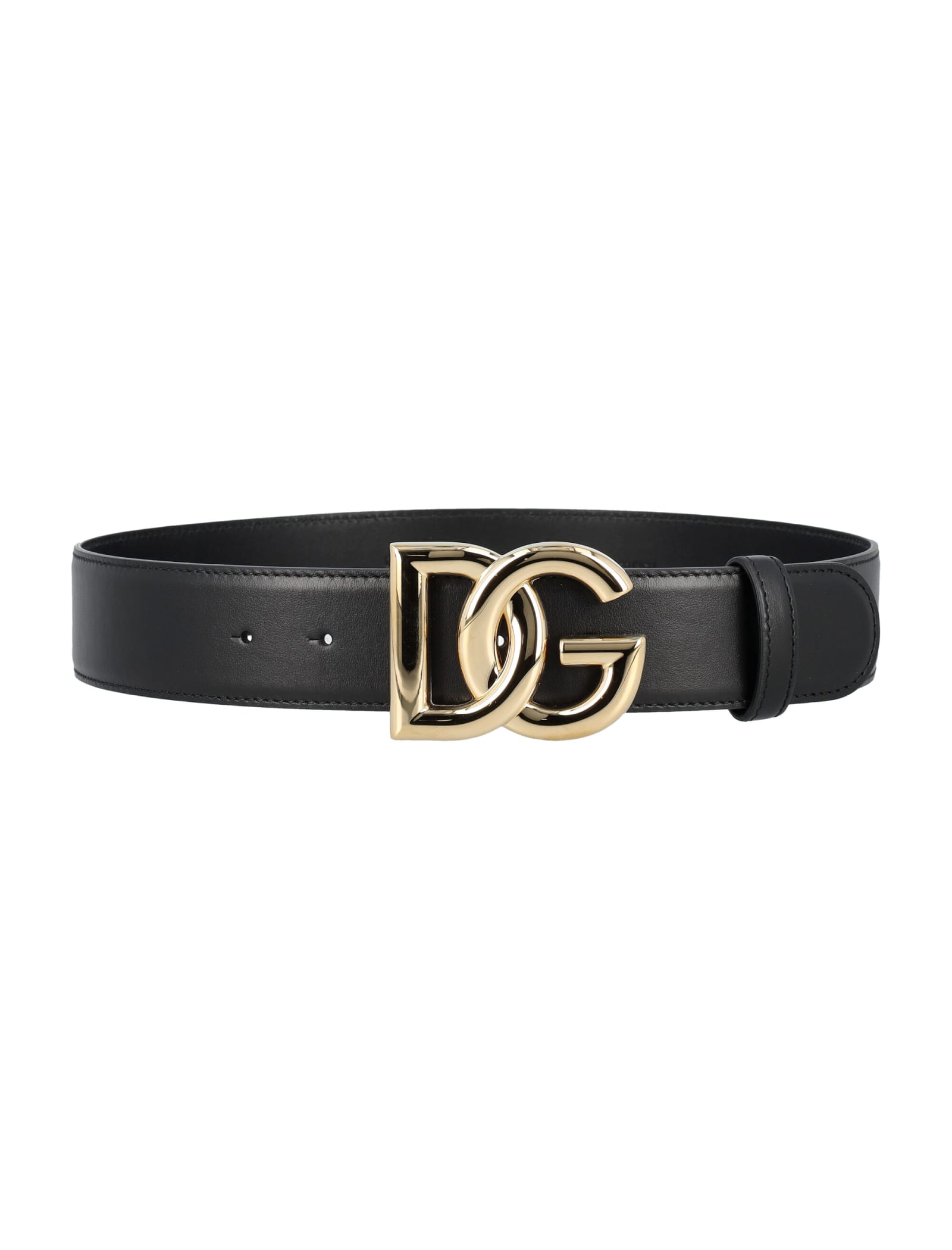 Shop Dolce & Gabbana Calfskin Belt With Dg Logo In Black