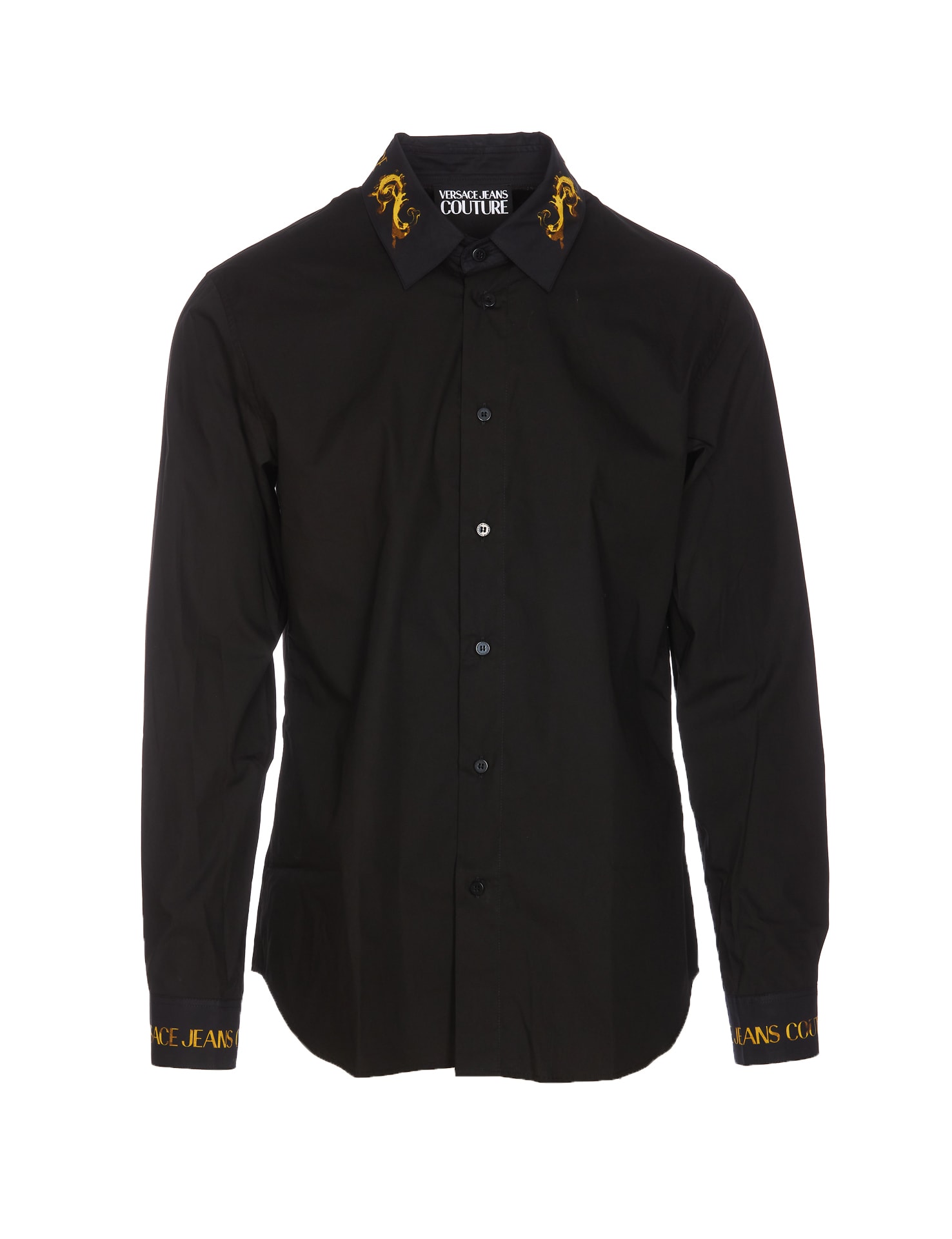Shop Versace Jeans Couture Panel Baroque Shirt In Black