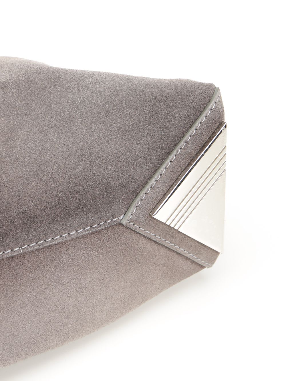 Attico Small Leather Shoulder Bag With Suede Finish In Gray