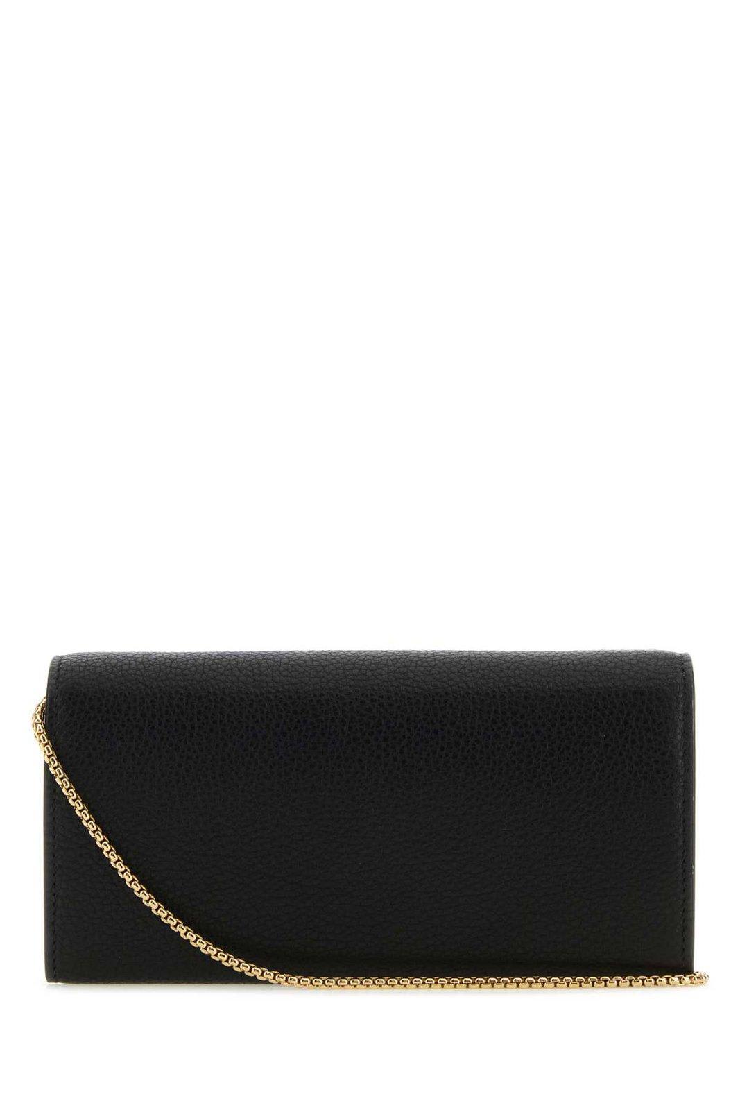 Ferragamo Leather Gancini Wallet Gold-tone Hardware In Black
