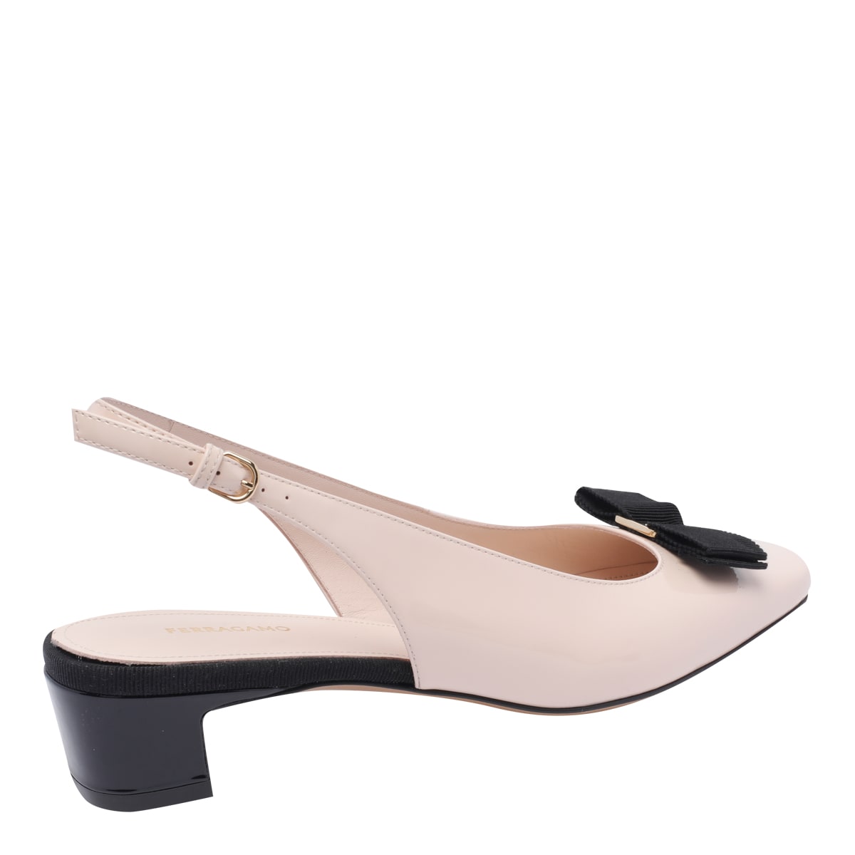 Ferragamo Slingback Pumps With Block Heel And Bow In Pink
