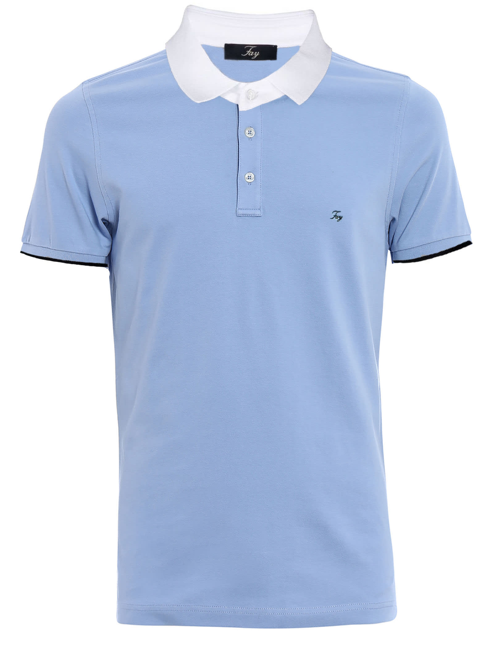 Fay Light Blue Cotton Polo Shirt