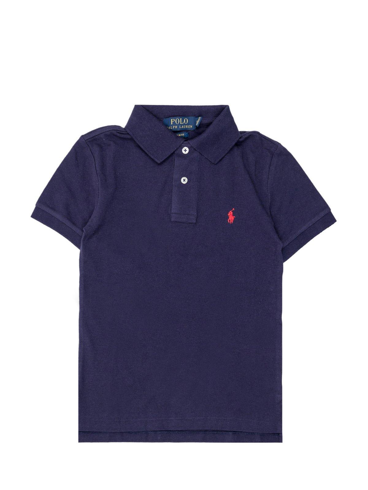 Shop Ralph Lauren Logo Embroidered Short-sleeved Polo Shirt In Navy