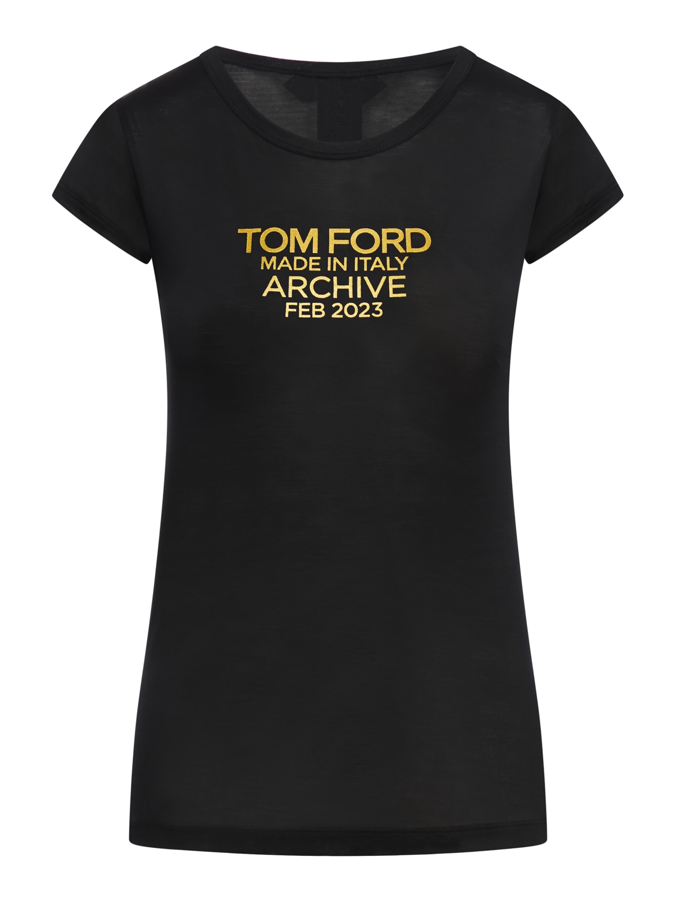 Shop Tom Ford Silk Jersey Fitted T-shirt With Logo In Xlbgo Black Gold
