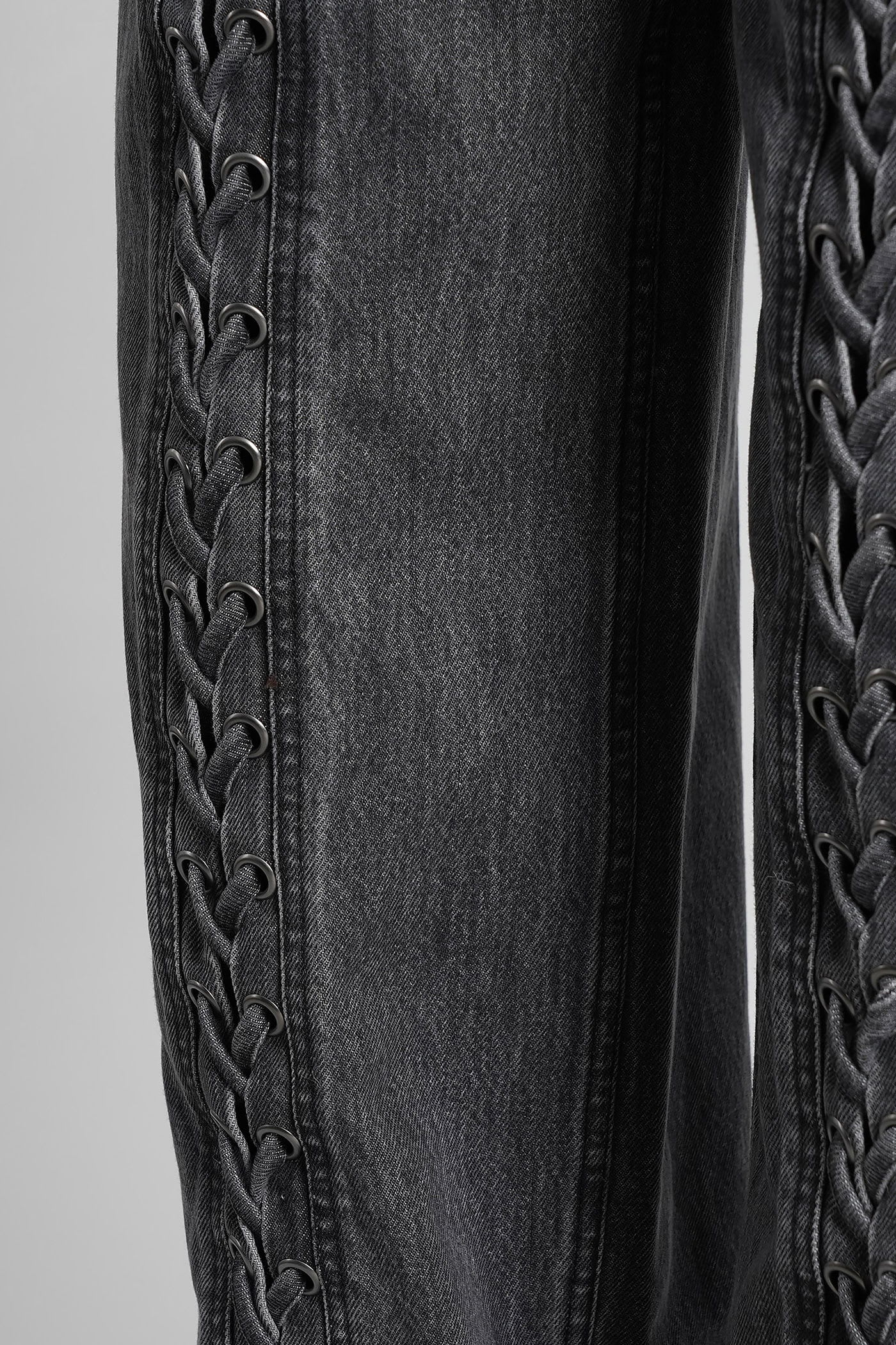Rotate Birger Christensen Denim Laced Leg Pant In Gray