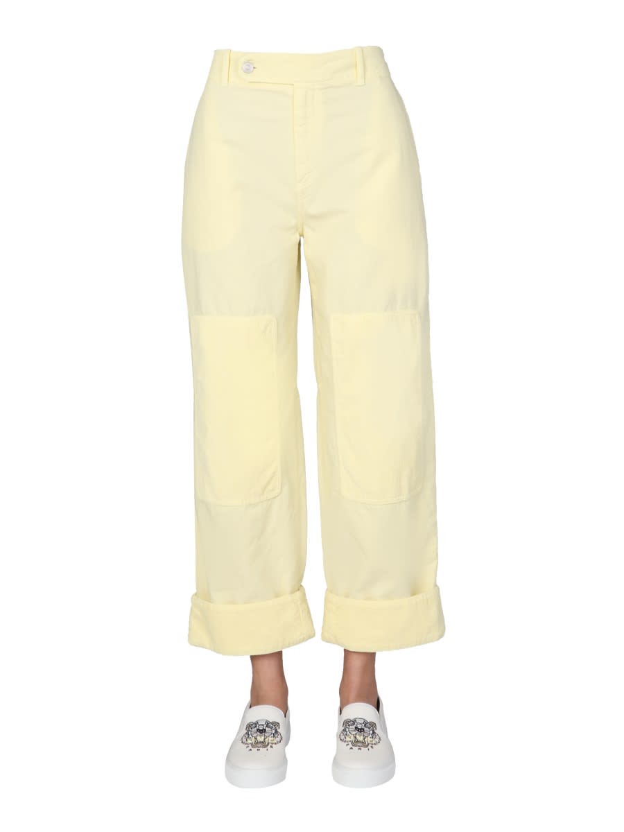 Shop Kenzo Workwear Trousers In Yellow