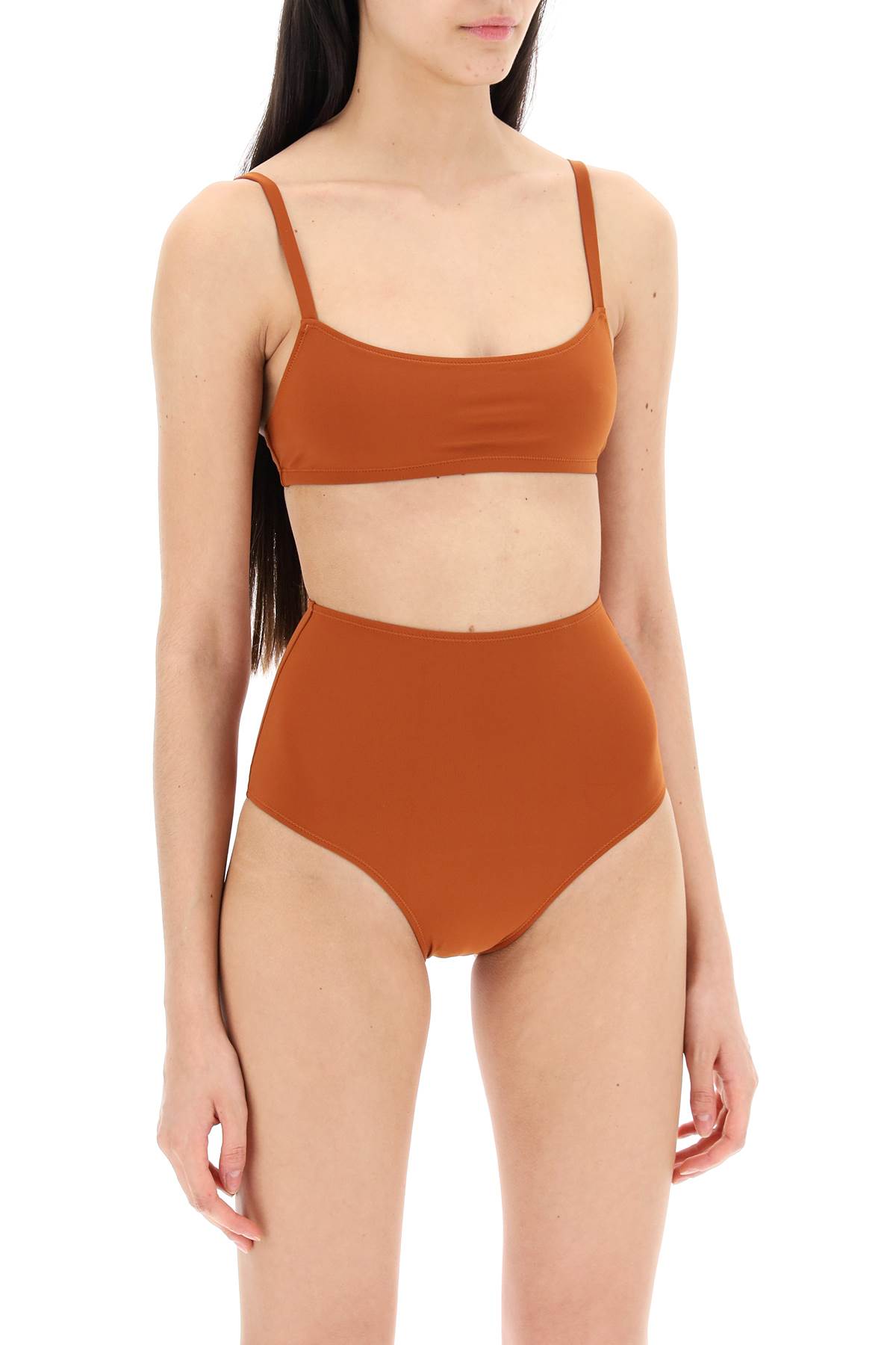 Shop Lido Eleven High Waist Bikini Set In Terracotta (brown)