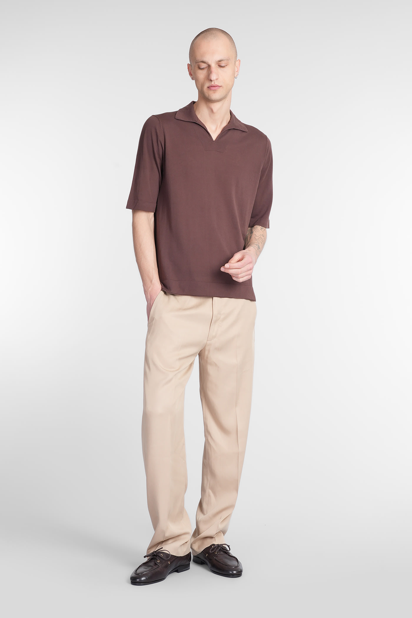 Ballantyne Polo In Brown Cotton In Brown
