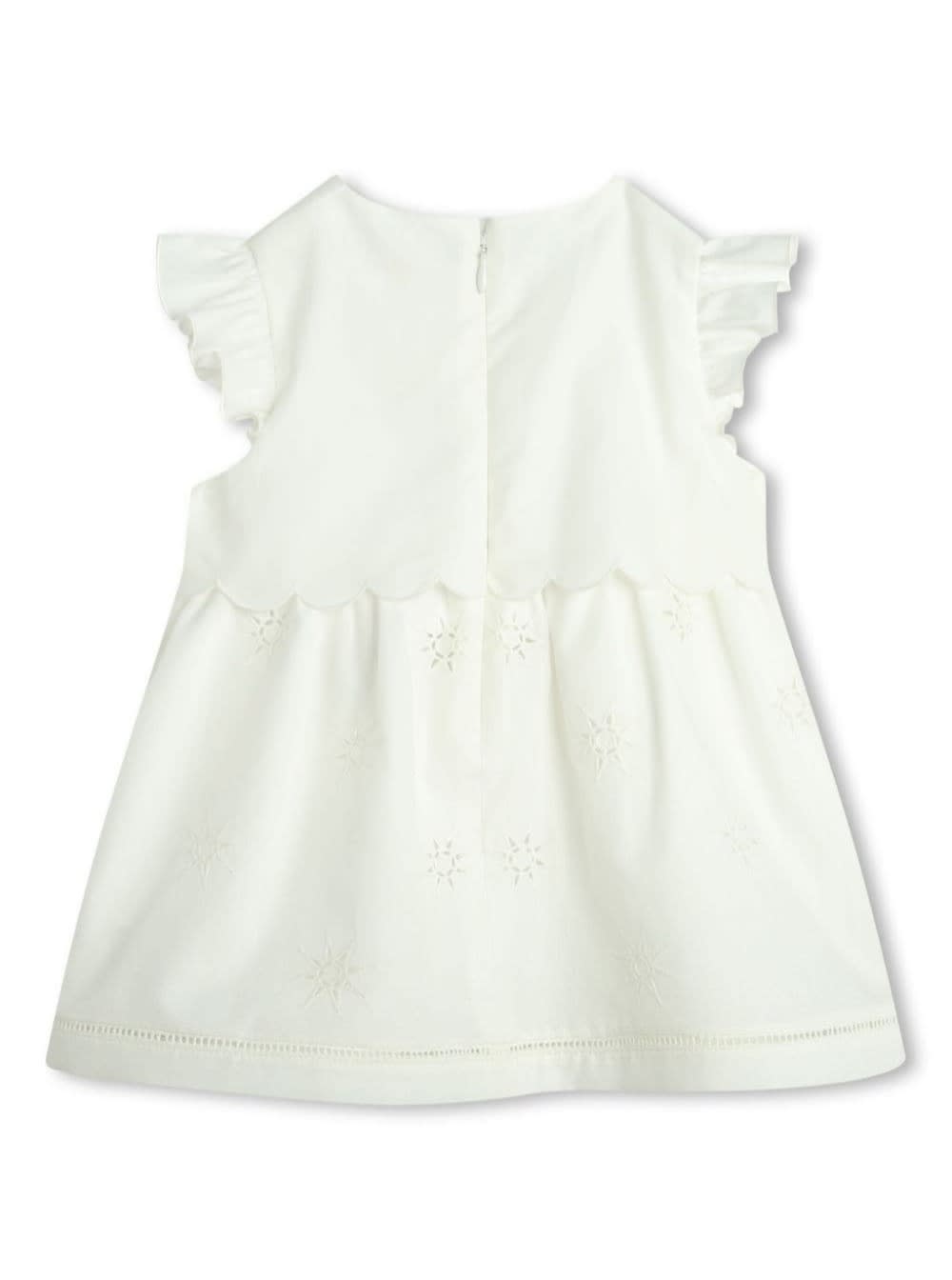 Shop Chloé White Dress And Hat Set In Cotton Baby