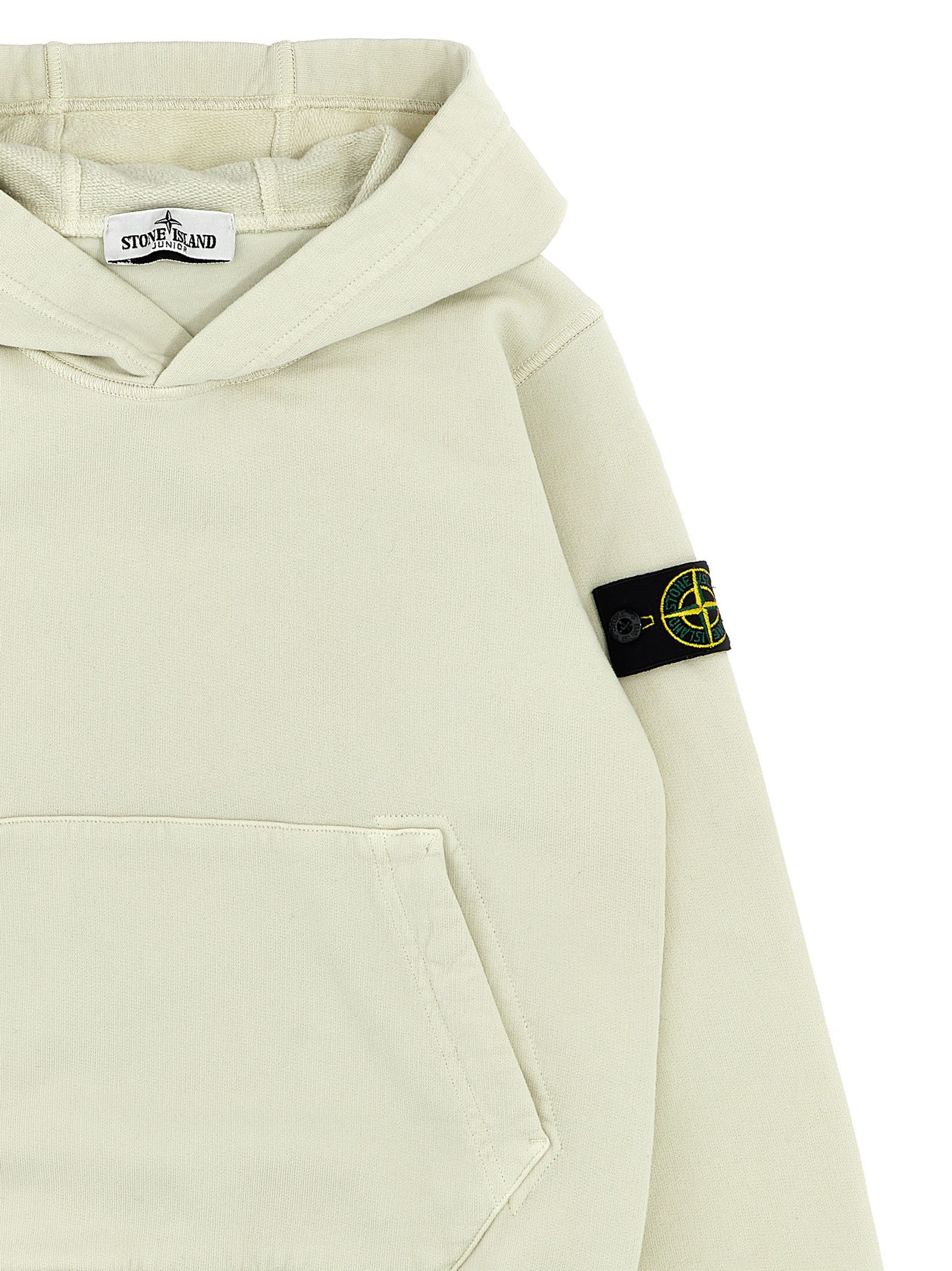 Stone Island Compass Badge Hoodie In Beige