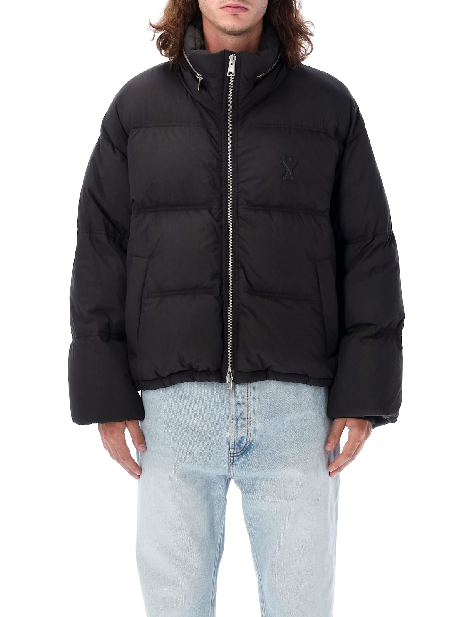 Shop Ami Alexandre Mattiussi Logo Down Jacket In Black