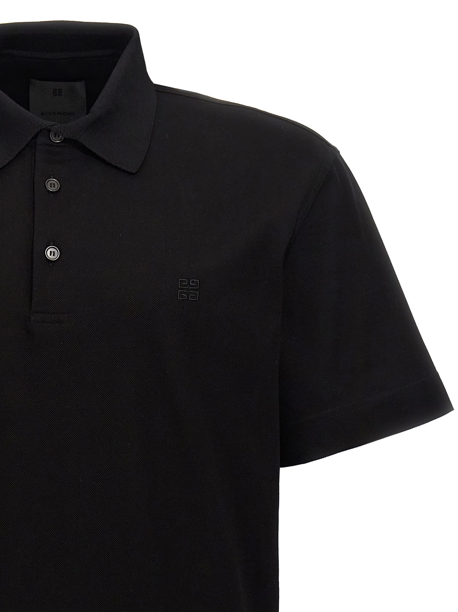 Shop Givenchy Logo Embroidery Polo Shirt In Black