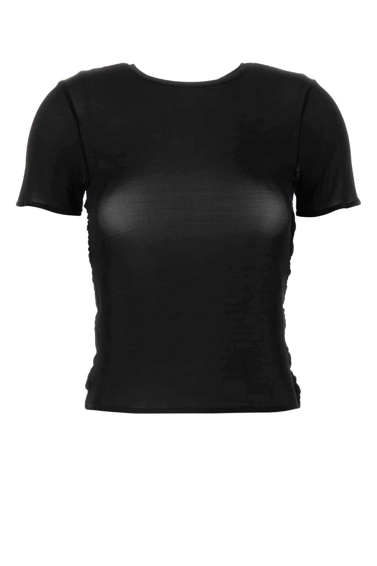 Magda Butrym Black Stretch Mesh Top In Black
