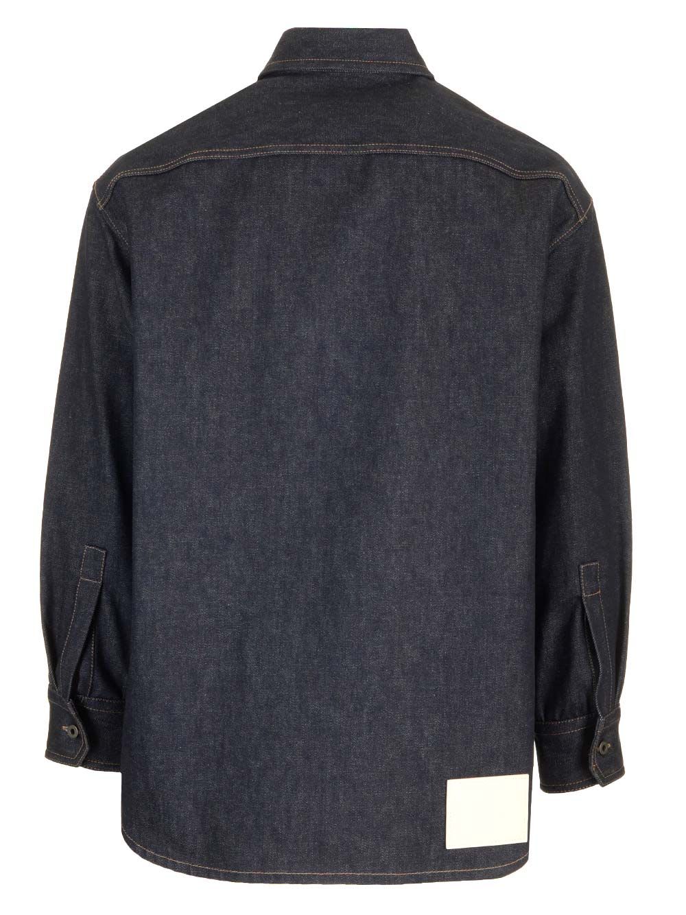 Shop Valentino Dark Blue Denim Overshirt