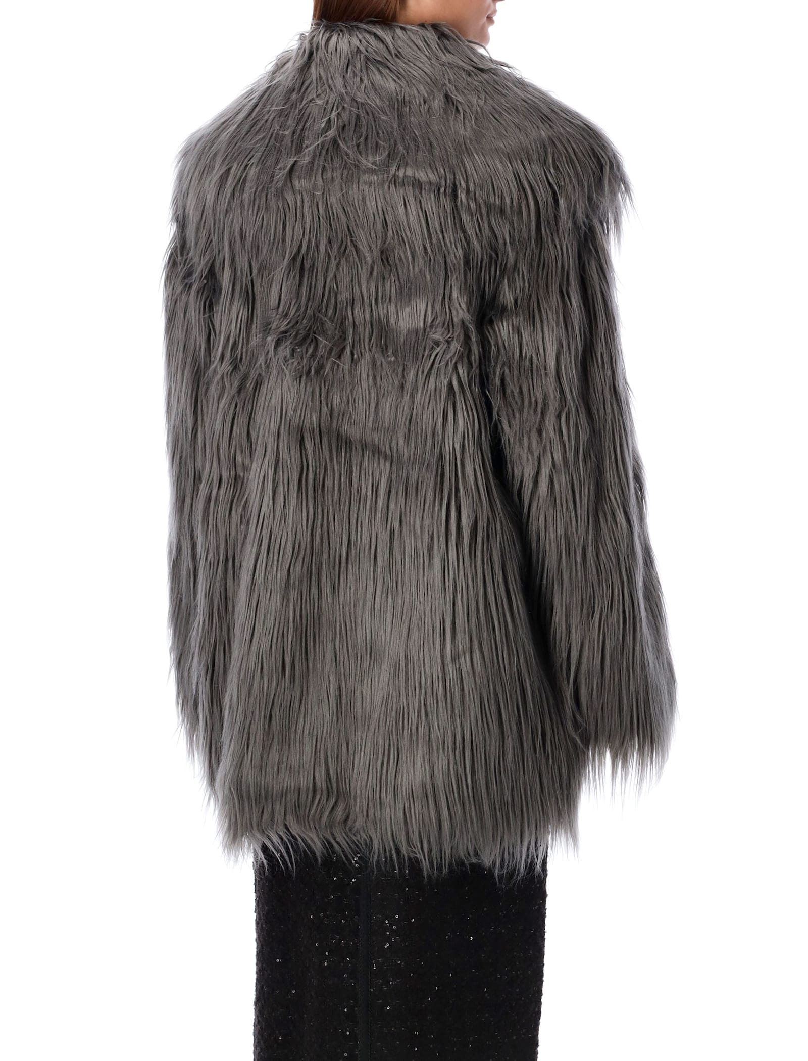 Shop Rotate Birger Christensen Faux Fur Coat In Grey