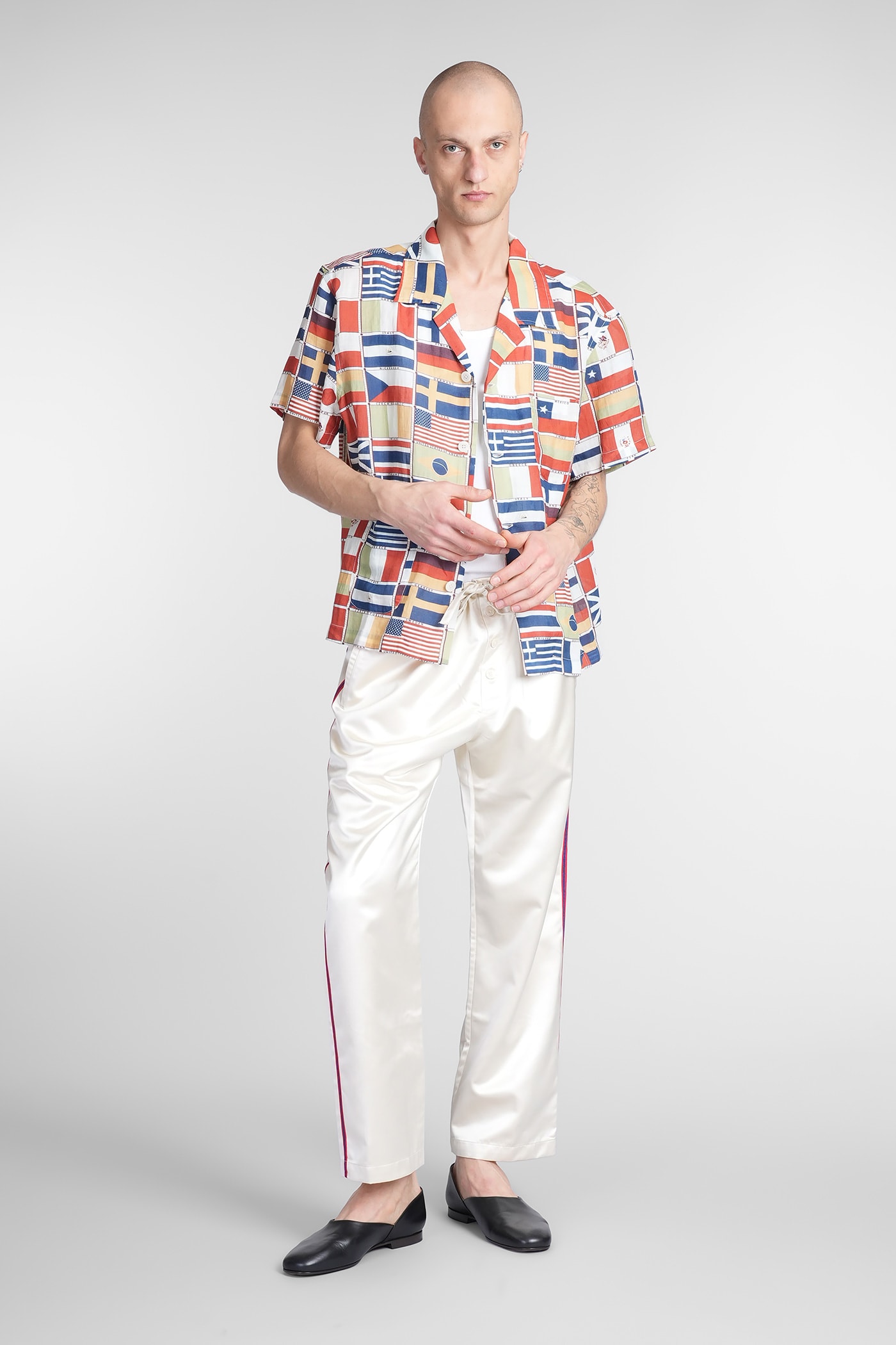 Bode International Camp-collar Printed Linen Shirt In Multicolor