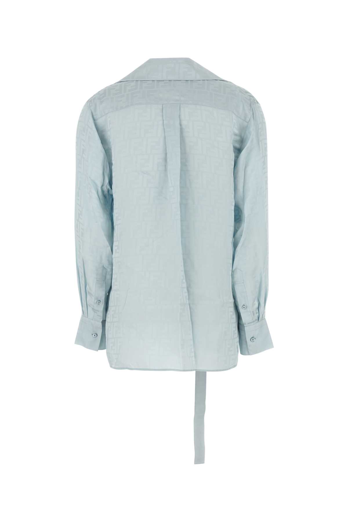 Shop Fendi Powder Blue Silk Shirt In Paleblue