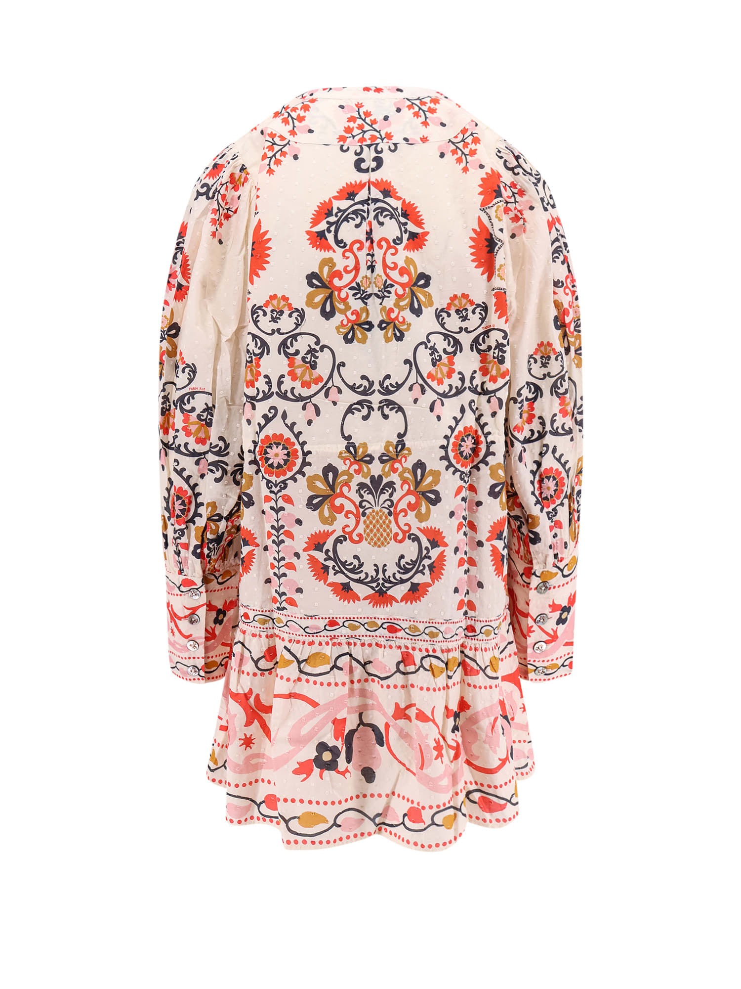 Shop Farm Rio Cotton Dress With Multicolor Print In Beige