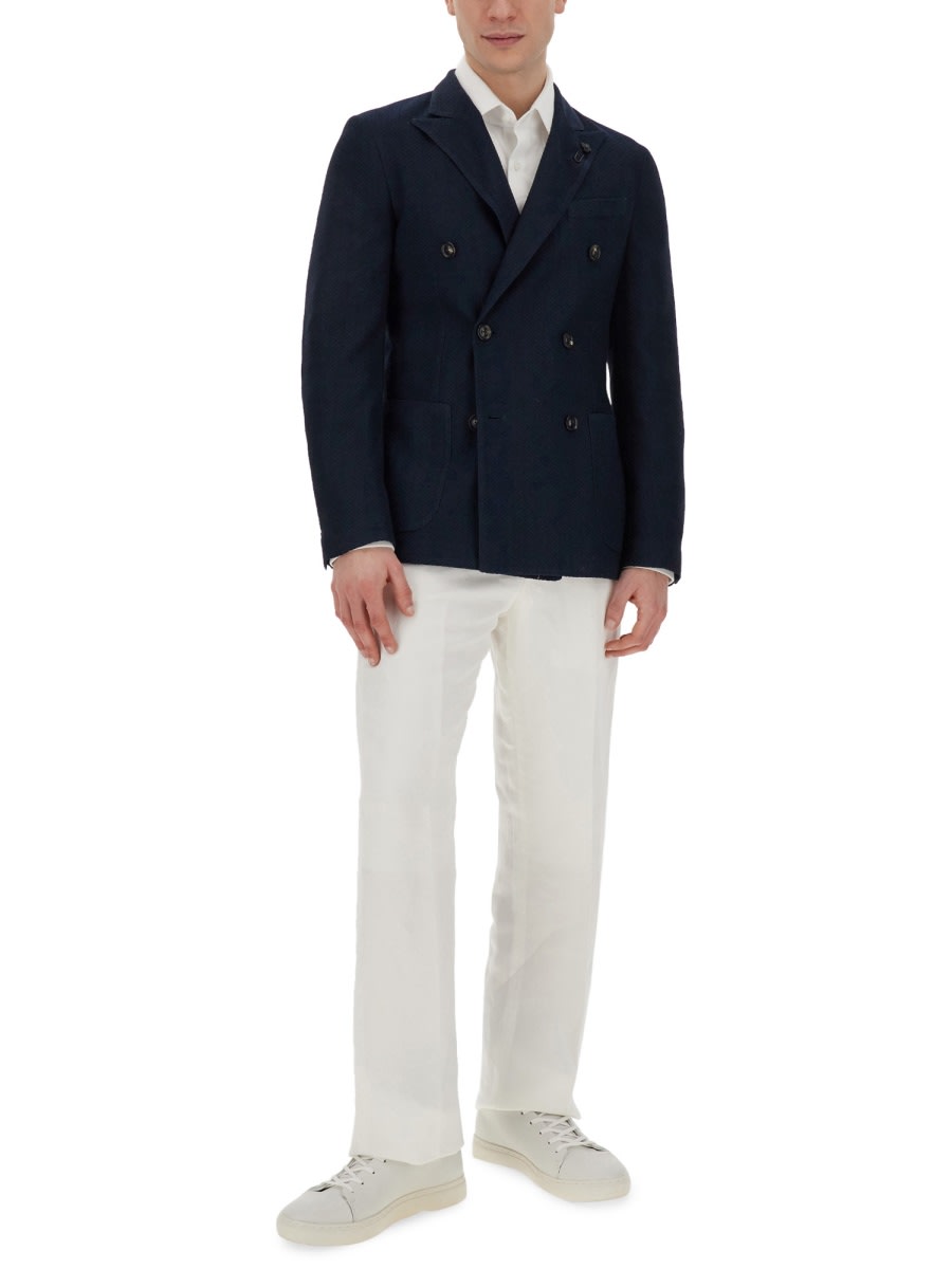 Shop Lardini Double-breasted Jacket In Blue