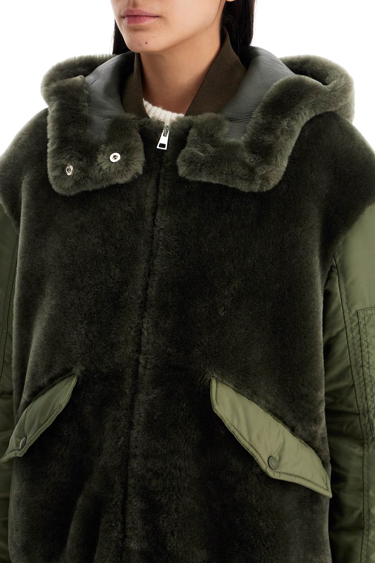 Shop Blancha Shearling Insert Jacket With In Militare (green)