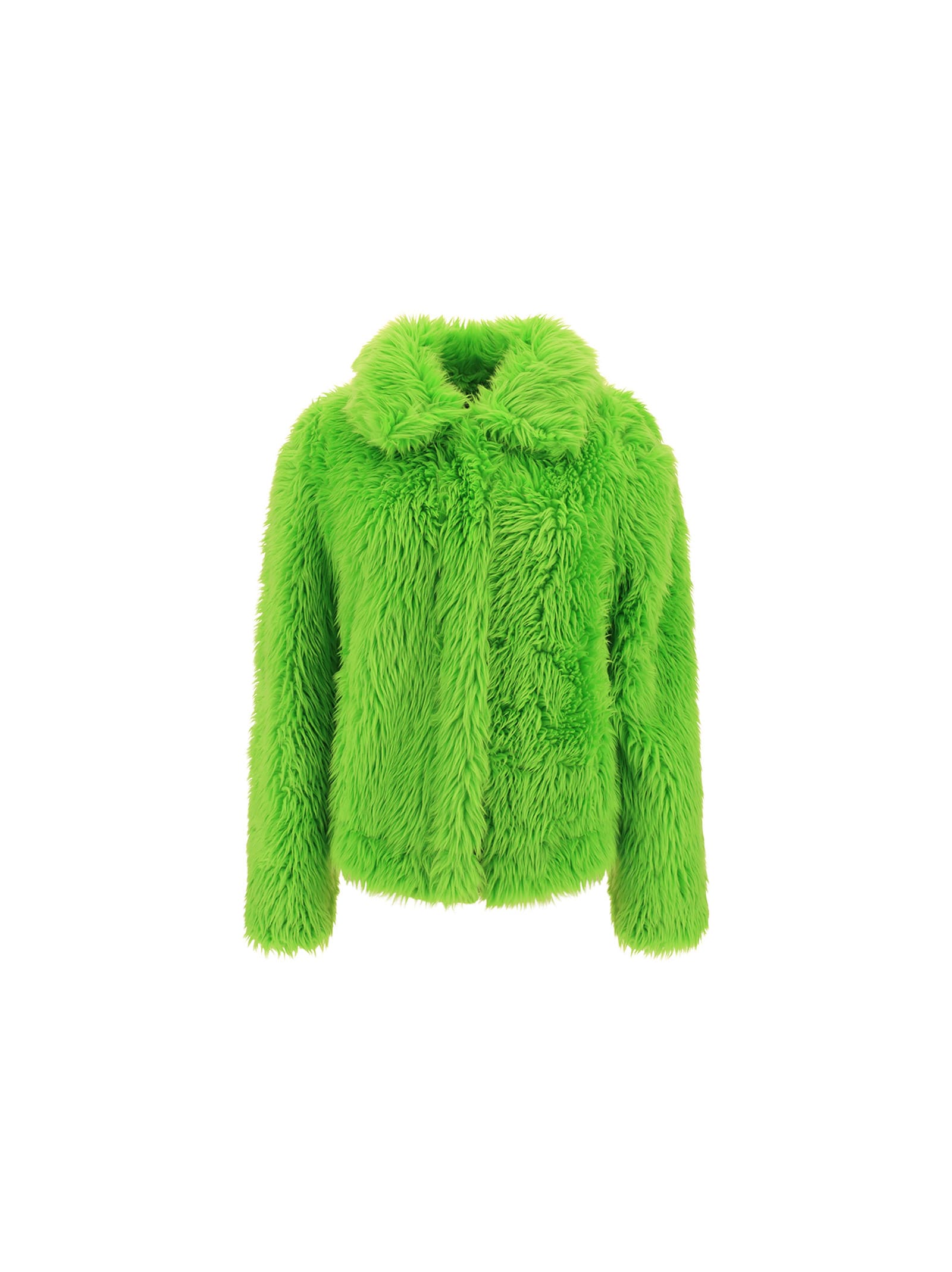 Msgm Faux-fur Jacket In Green