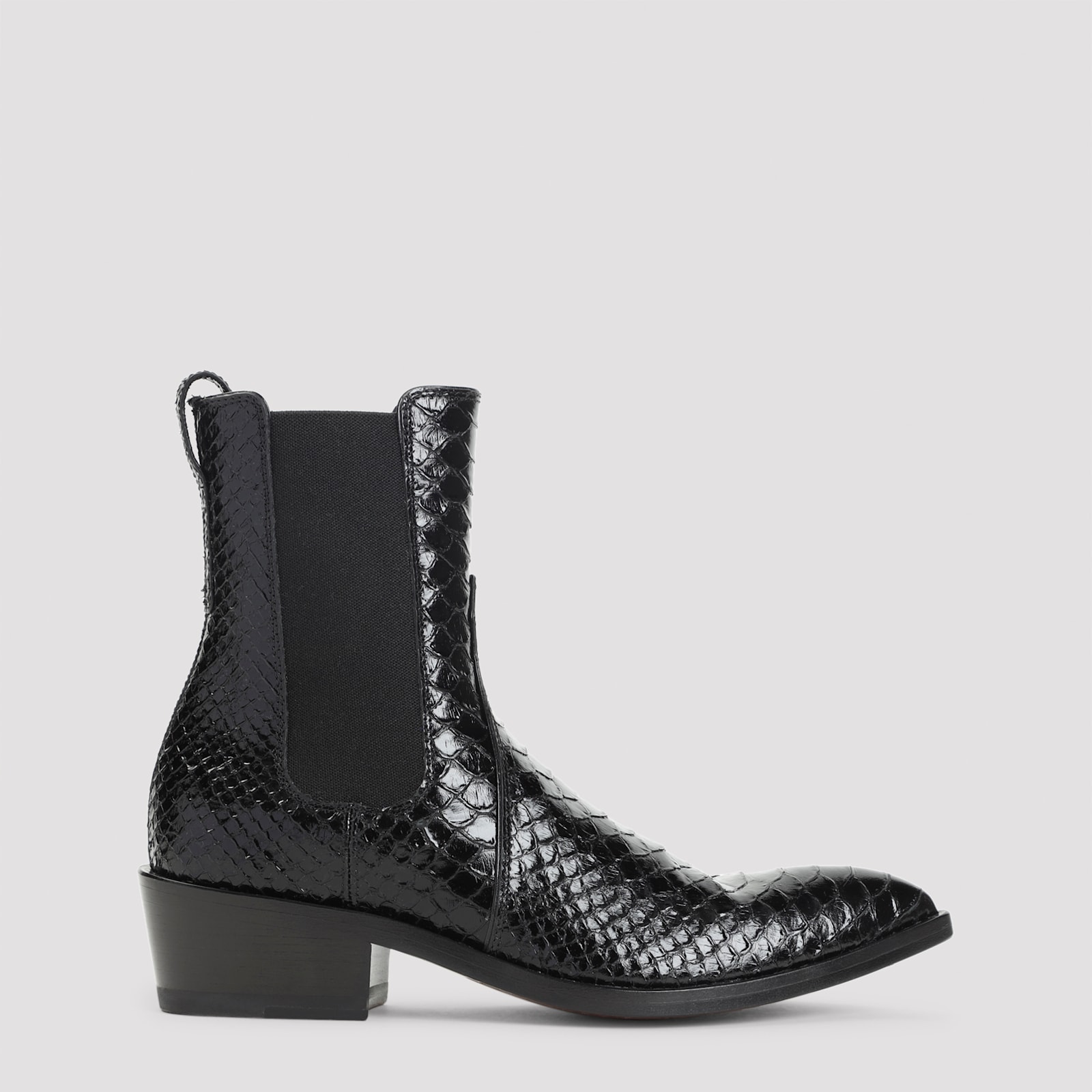 Tom Ford Embossed Leather Ankle Boots In Black