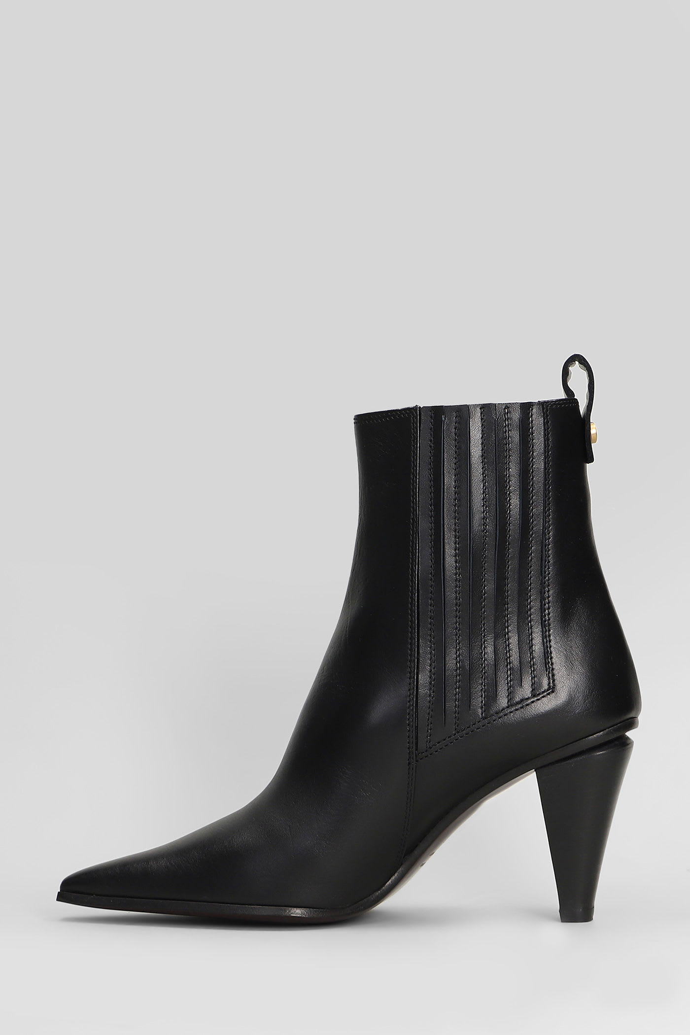 Roberto Festa Nova High Heels Ankle Boots In Black Leather In Multi