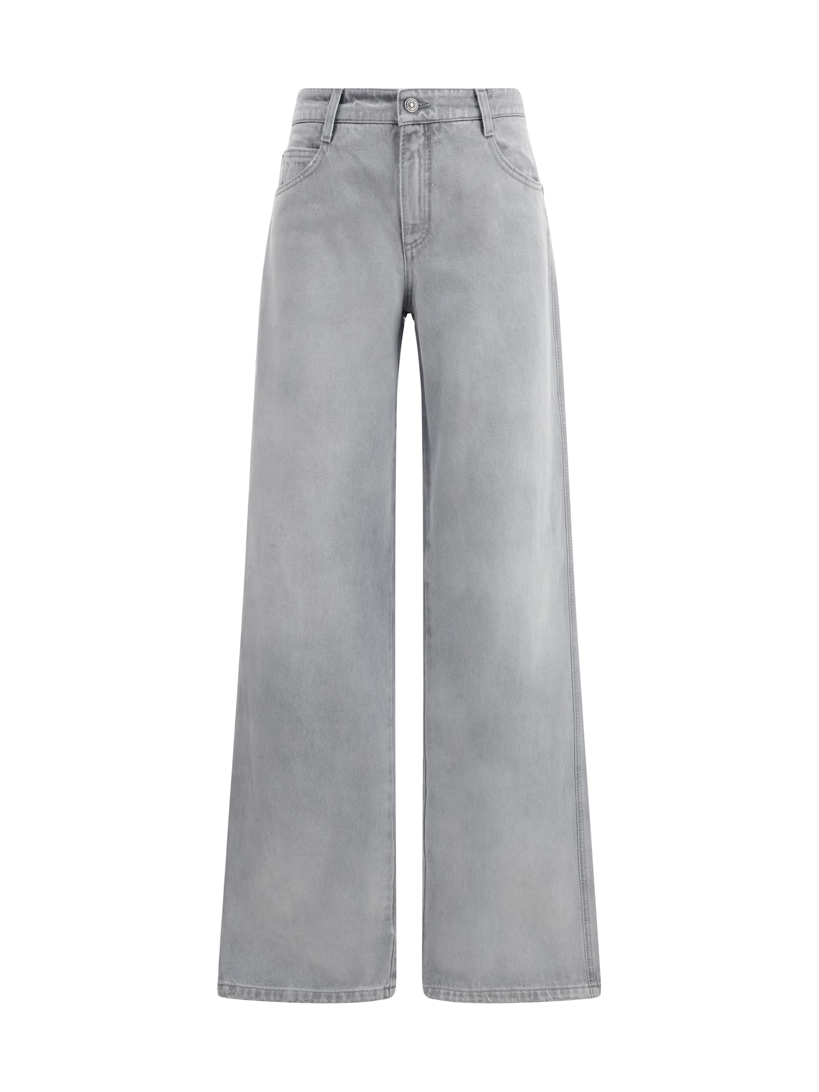 Ermanno Scervino Baggy Jeans With Embroidered Back Pockets In Gray