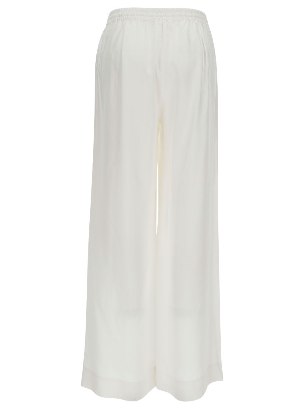 Shop P.a.r.o.s.h White Loose Pants With Drawstring In Silk Woman In Panna