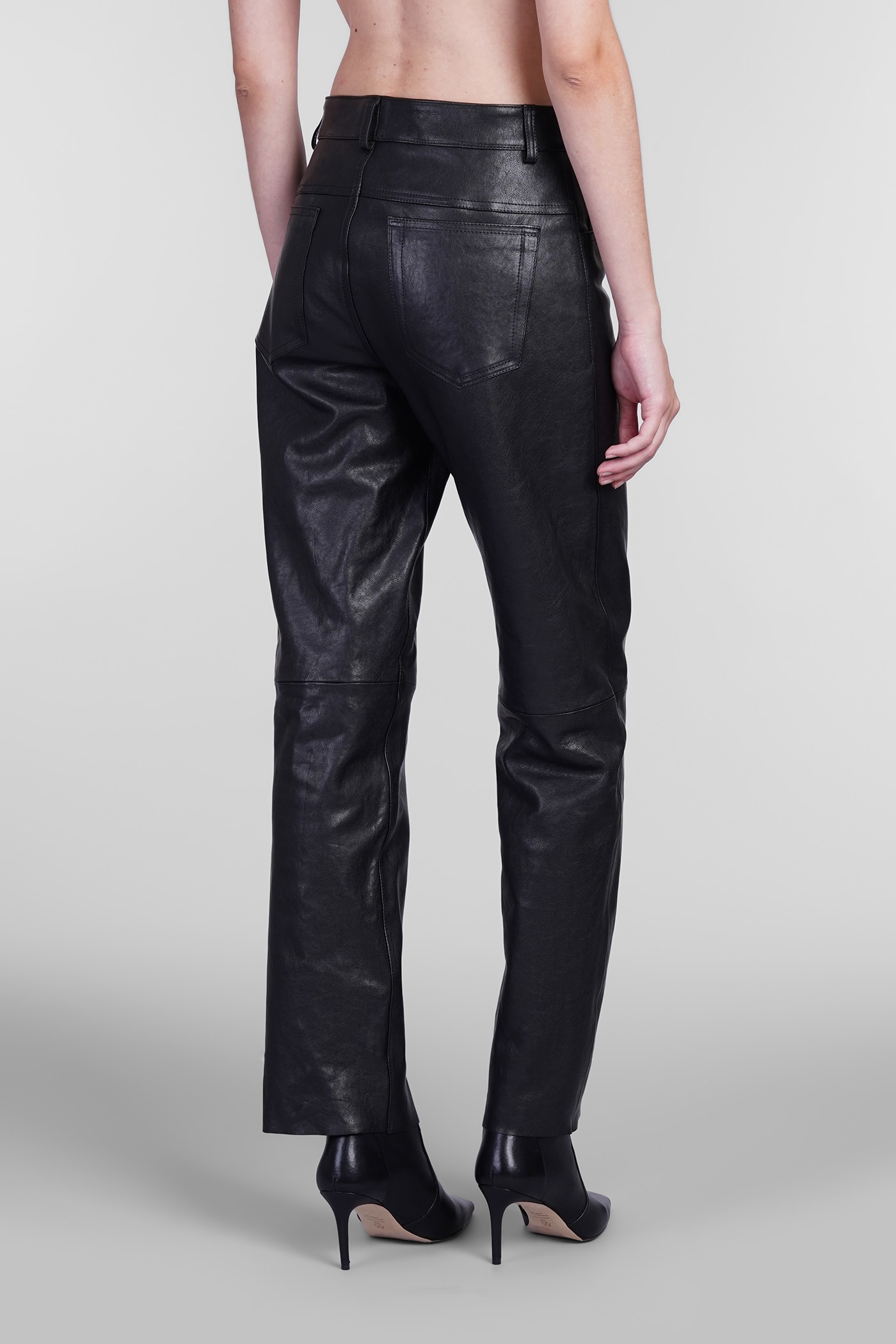 Shop Blumarine Pants In Black Leather