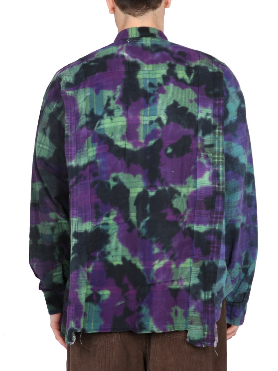 Needles Distressed Effect Pleated Flannel Shirt In Multi
