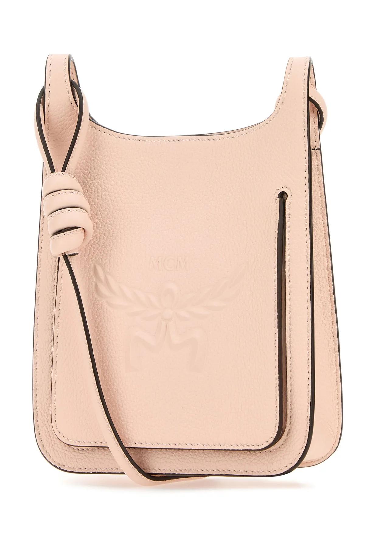 Shop Mcm Pastel Pink Leather Mini Himmel Hobo Crossbody Bag